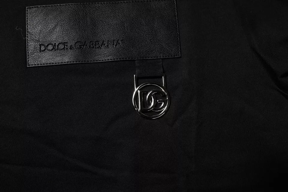 Dolce & Gabbana Black Logo Patch Cotton Crew Neck Men's T-shirt