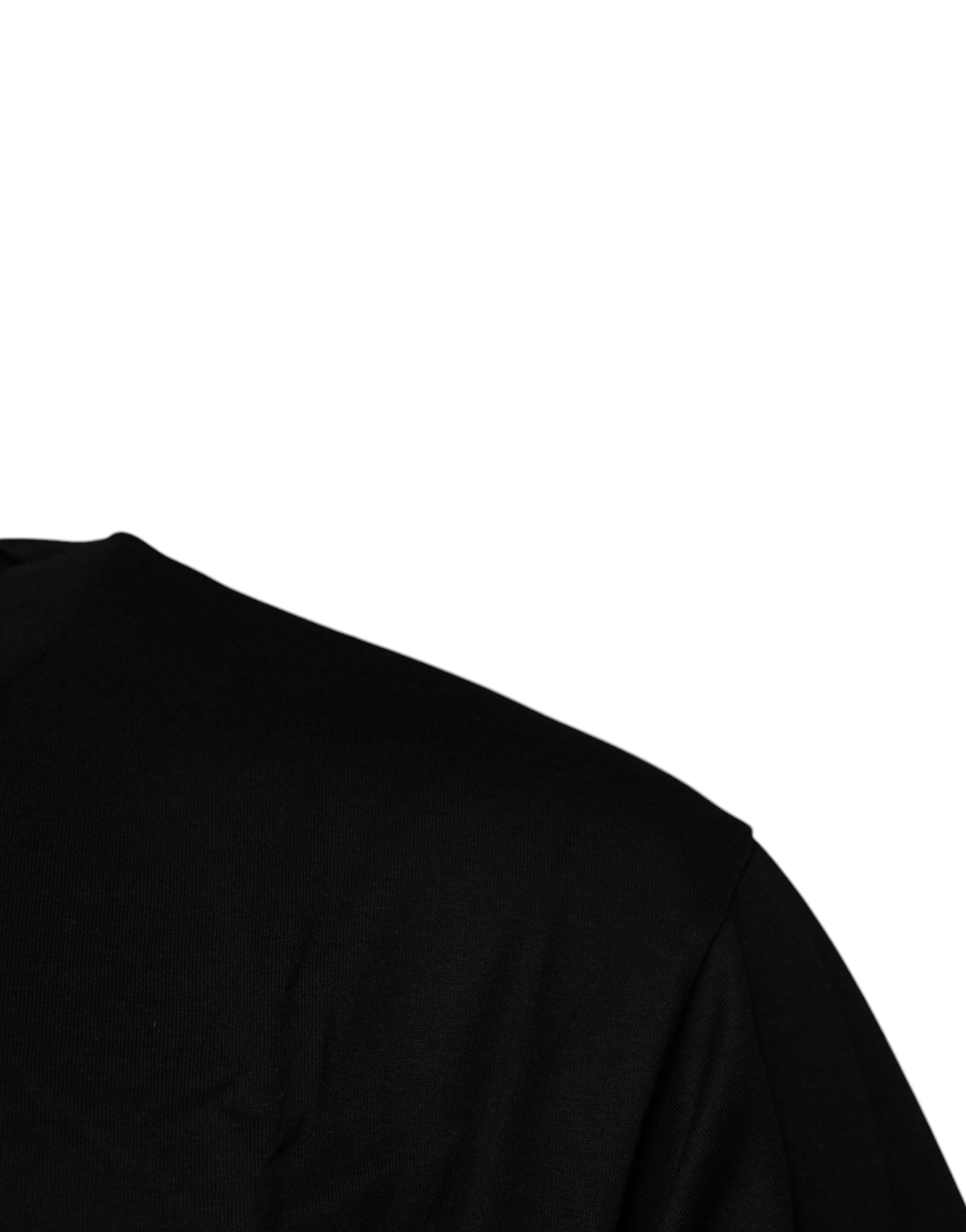 Dolce & Gabbana Black Logo Patch Cotton Crew Neck Men's T-shirt