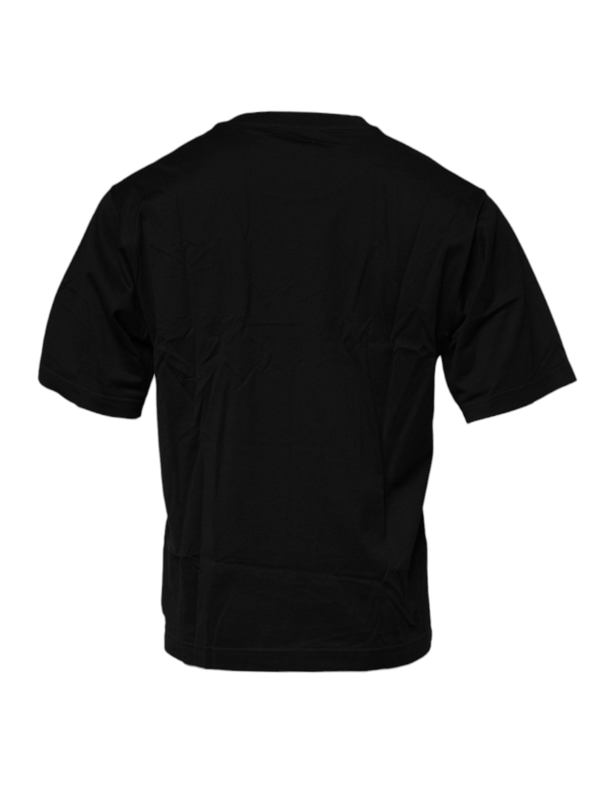 Dolce & Gabbana Black Logo Patch Cotton Crew Neck Men's T-shirt
