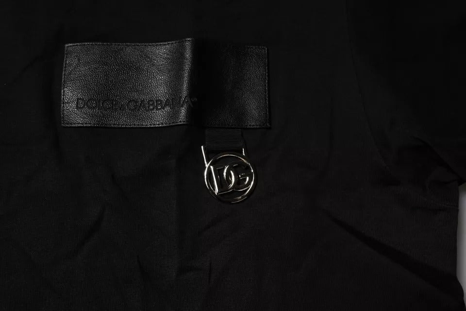 Dolce & Gabbana Black Logo Patch Cotton Crew Neck Men's T-shirt