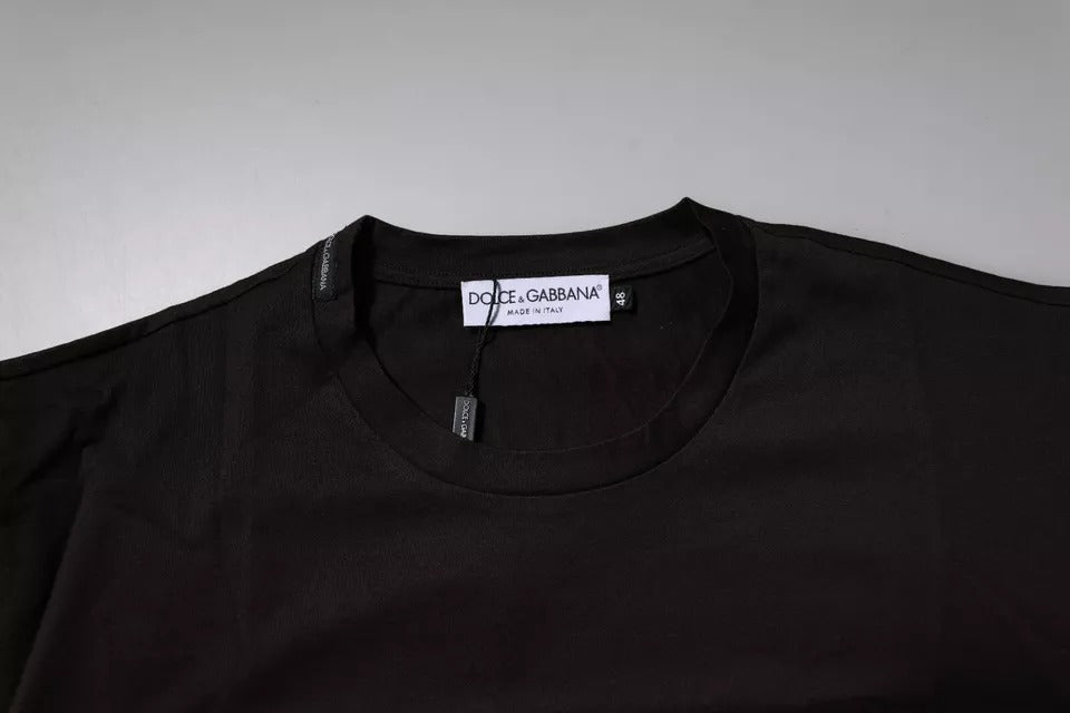 Dolce & Gabbana Dark Brown Logo Cotton Crew Neck Men's T-shirt