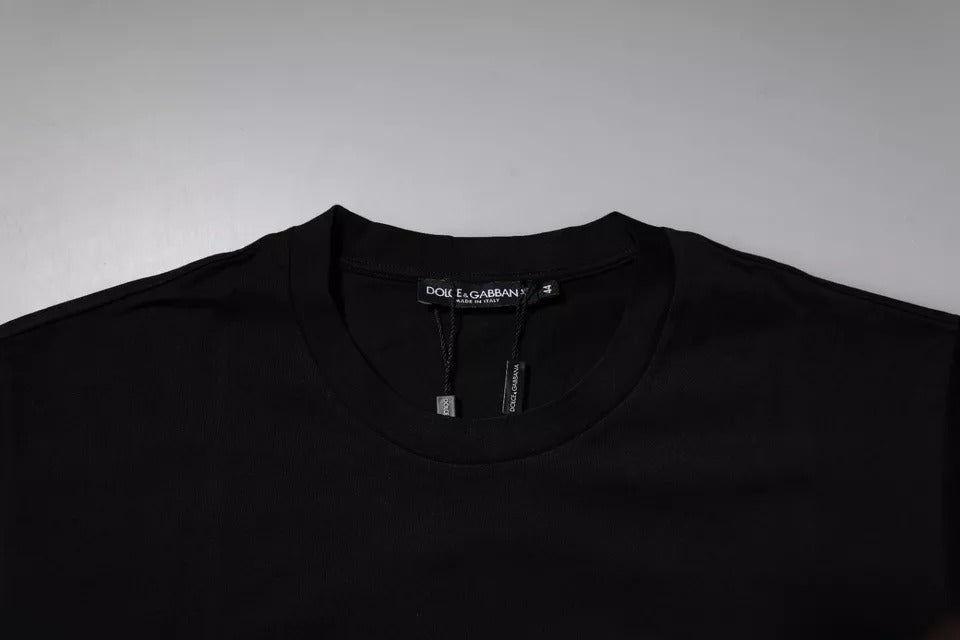 Dolce & Gabbana Black Logo Cotton Men Crew Neck Men's T-shirt