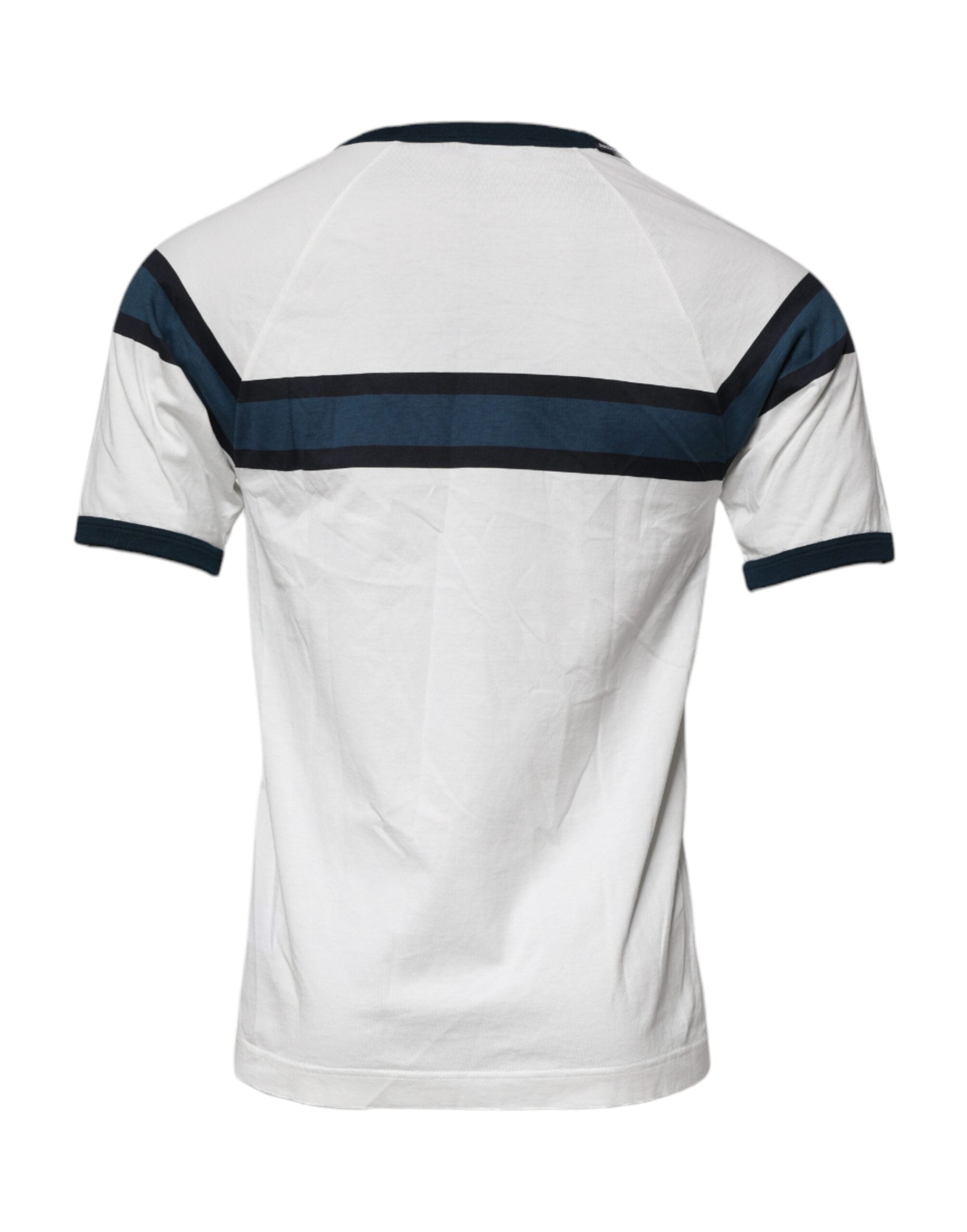 Dolce & Gabbana White Logo Print Cotton Men Crew Neck Men's T-shirt