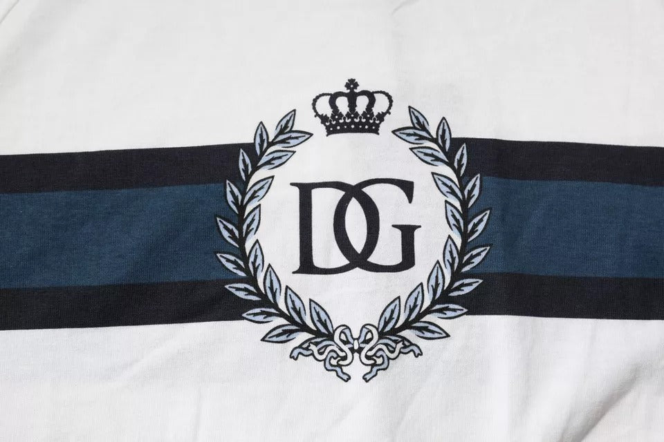 Dolce & Gabbana White Logo Print Cotton Men Crew Neck Men's T-shirt