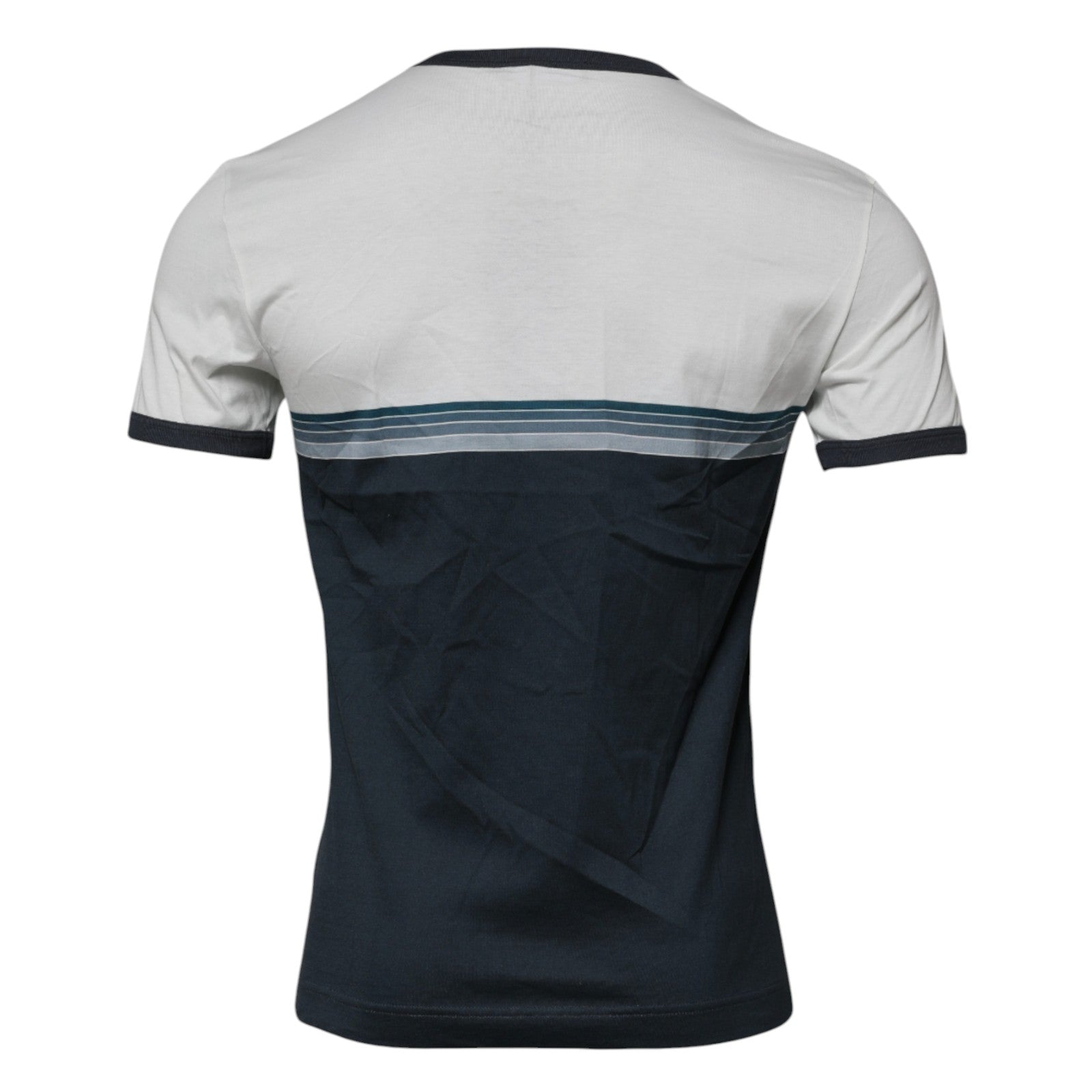 Dolce & Gabbana White Blue Logo Cotton Men Crew Neck Men's T-shirt