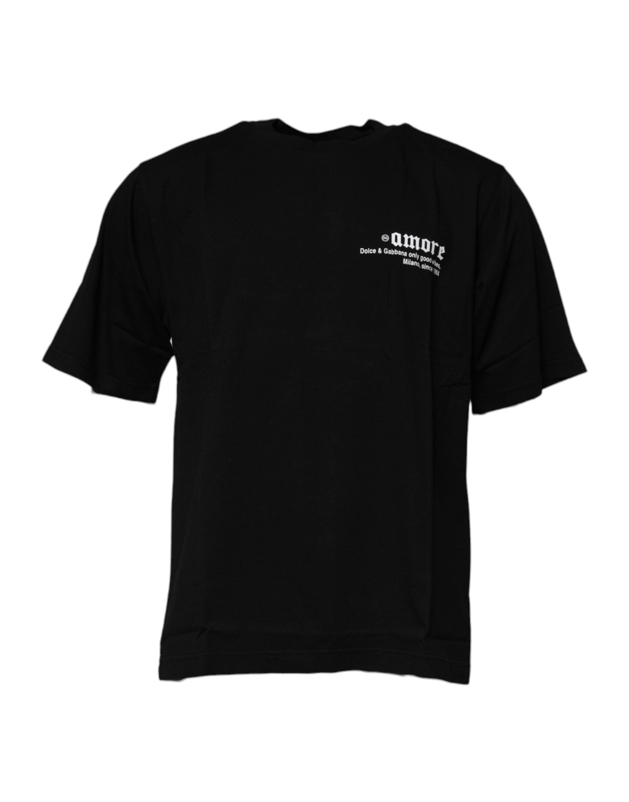 Dolce & Gabbana Black Amore Leopard Cotton Crew Neck Men's T-shirt