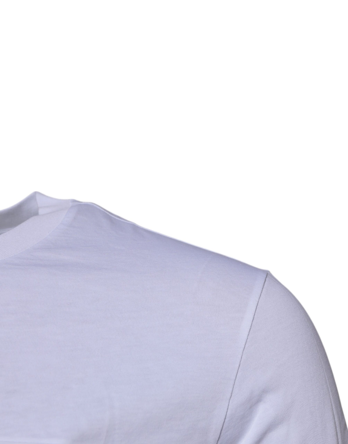 Dolce & Gabbana White Logo Plaque Cotton Crew Neck Men's T-shirt