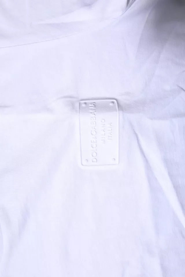 Dolce & Gabbana White Logo Plaque Cotton Crew Neck Men's T-shirt