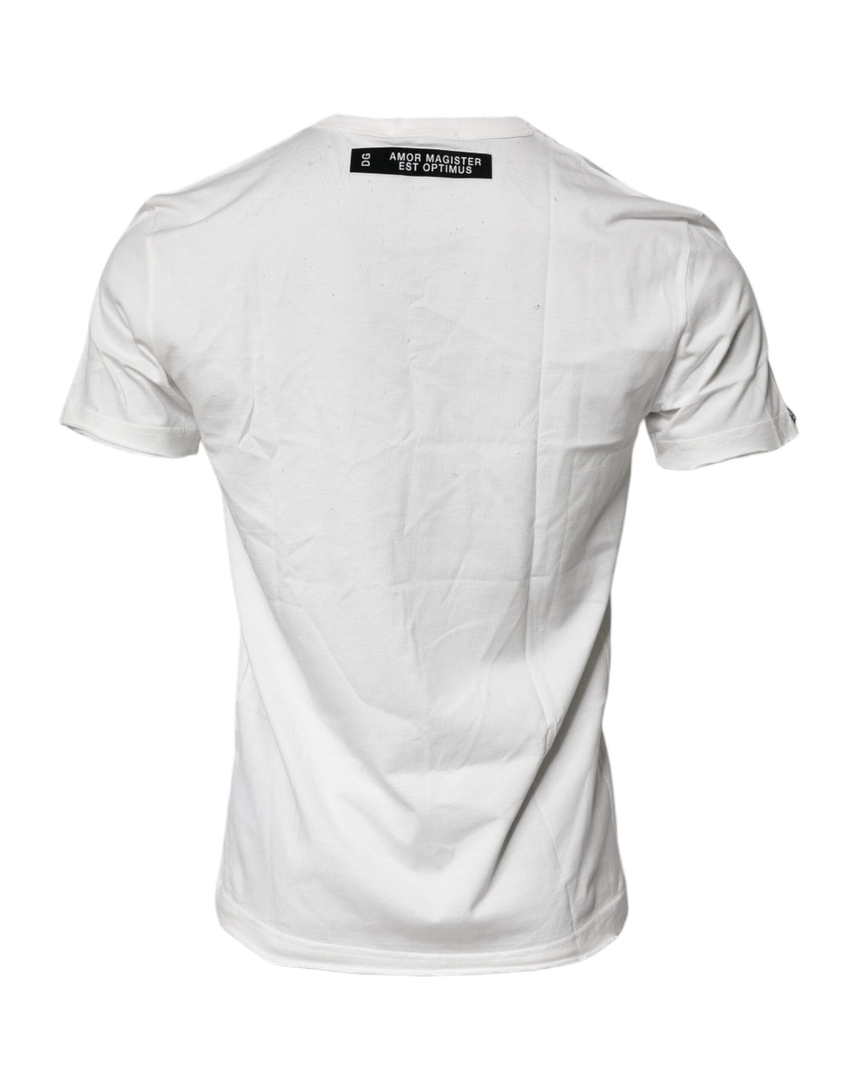 Dolce & Gabbana White Graphic Print Cotton Crew Neck Men's T-shirt