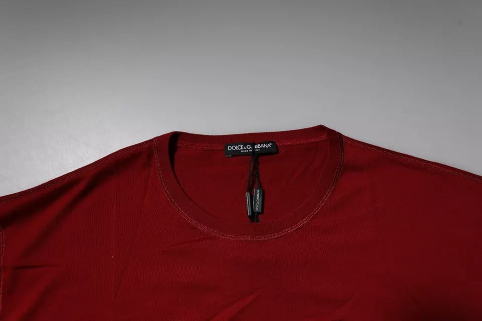 Dolce & Gabbana Red Logo Tape Cotton Crew Neck Men's T-shirt
