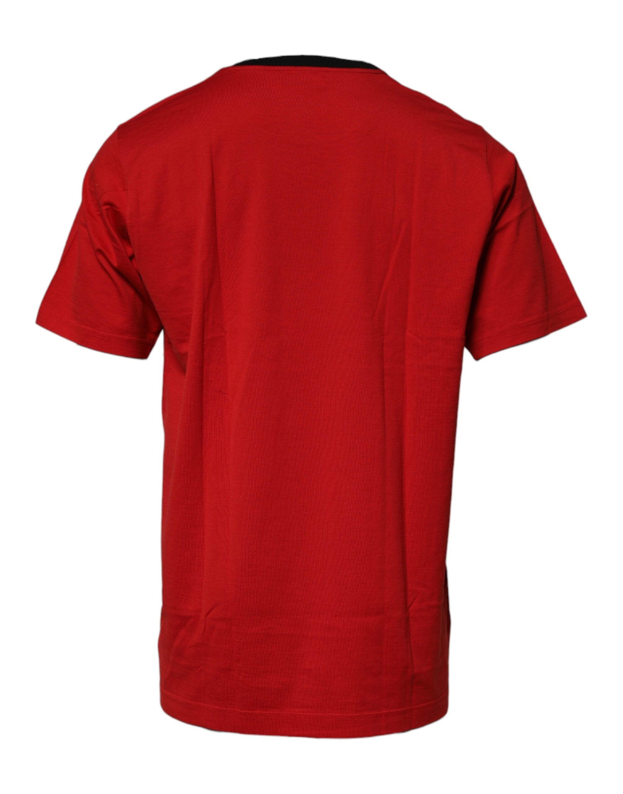 Dolce & Gabbana Red Logo Crown Cotton Crew Neck Men's T-shirt