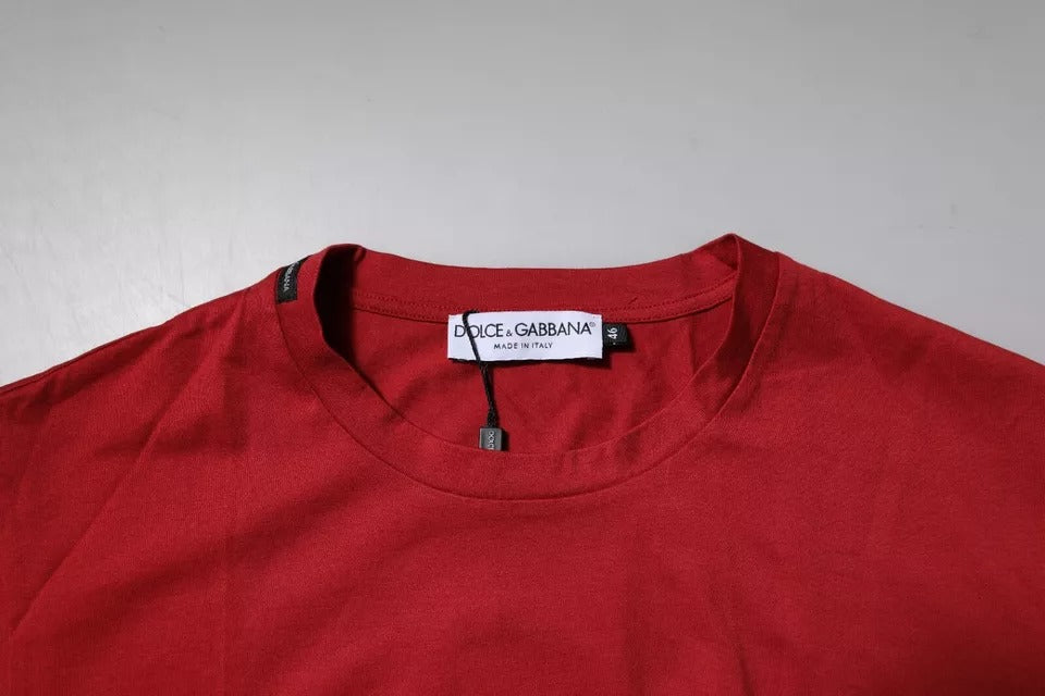 Dolce & Gabbana Red DG Logo Cotton Crew Neck Men's T-shirt