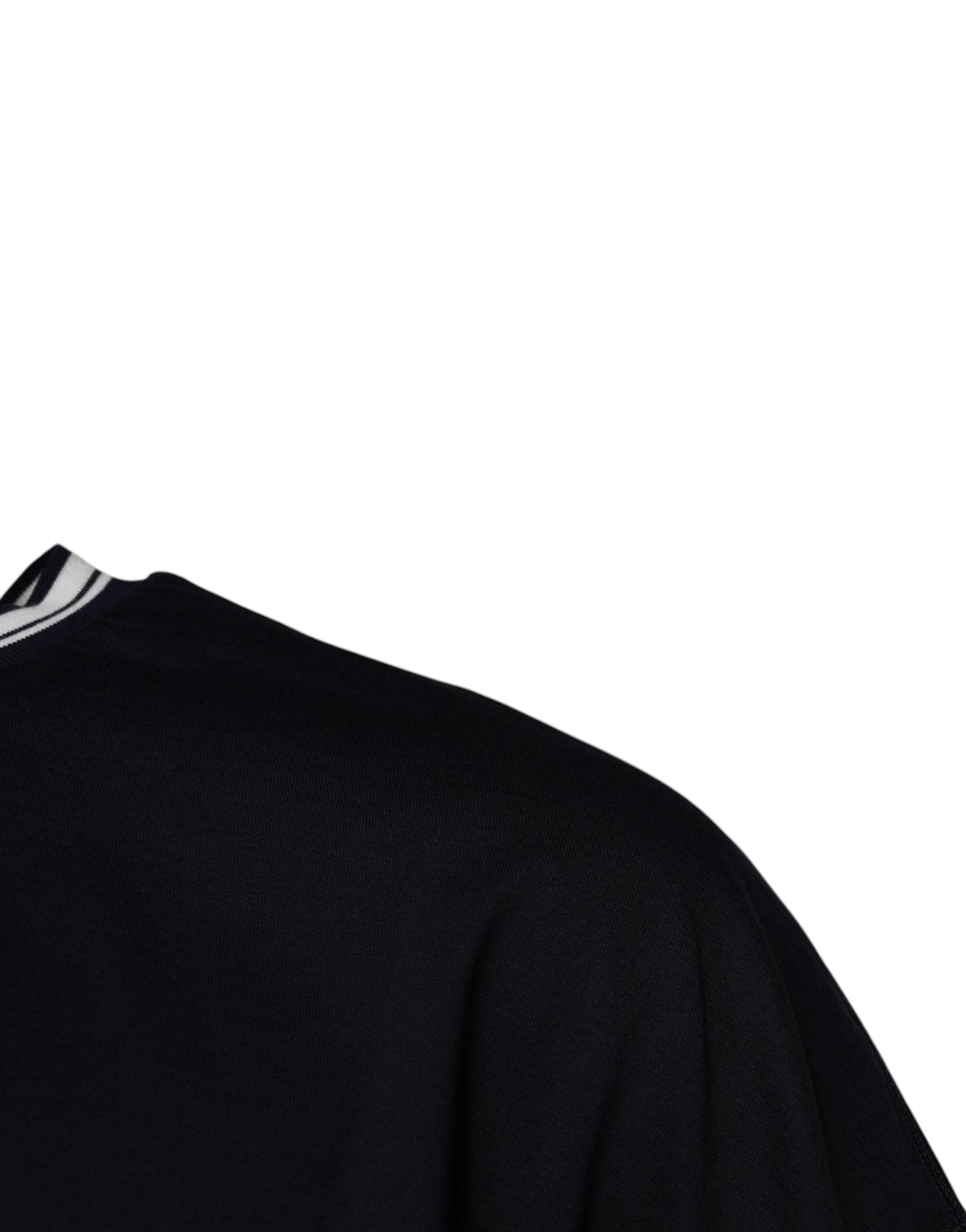 Dolce & Gabbana Dark Blue Logo Crown Cotton Crew Neck Men's T-shirt