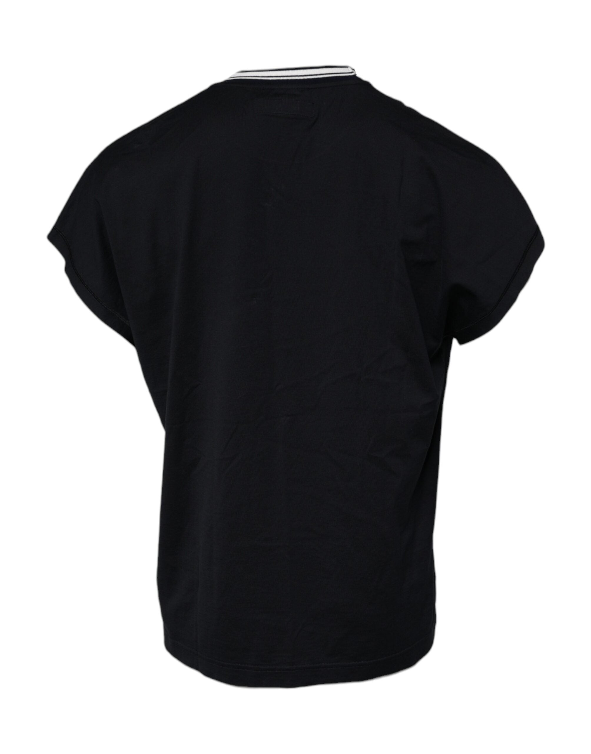 Dolce & Gabbana Dark Blue Logo Crown Cotton Crew Neck Men's T-shirt