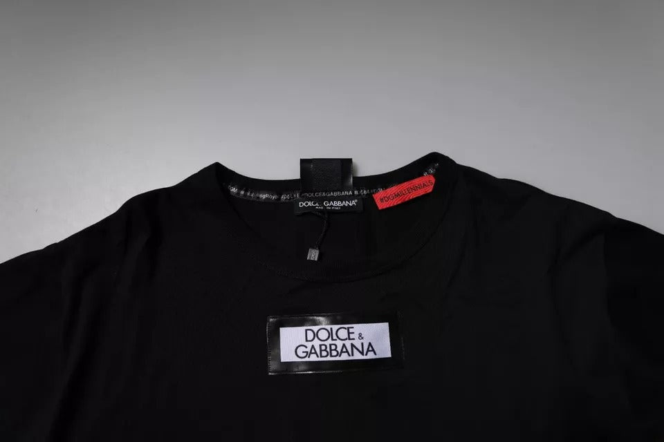 Dolce & Gabbana Black #DGMILLENNIALS Cotton Crew Neck Men's T-shirt