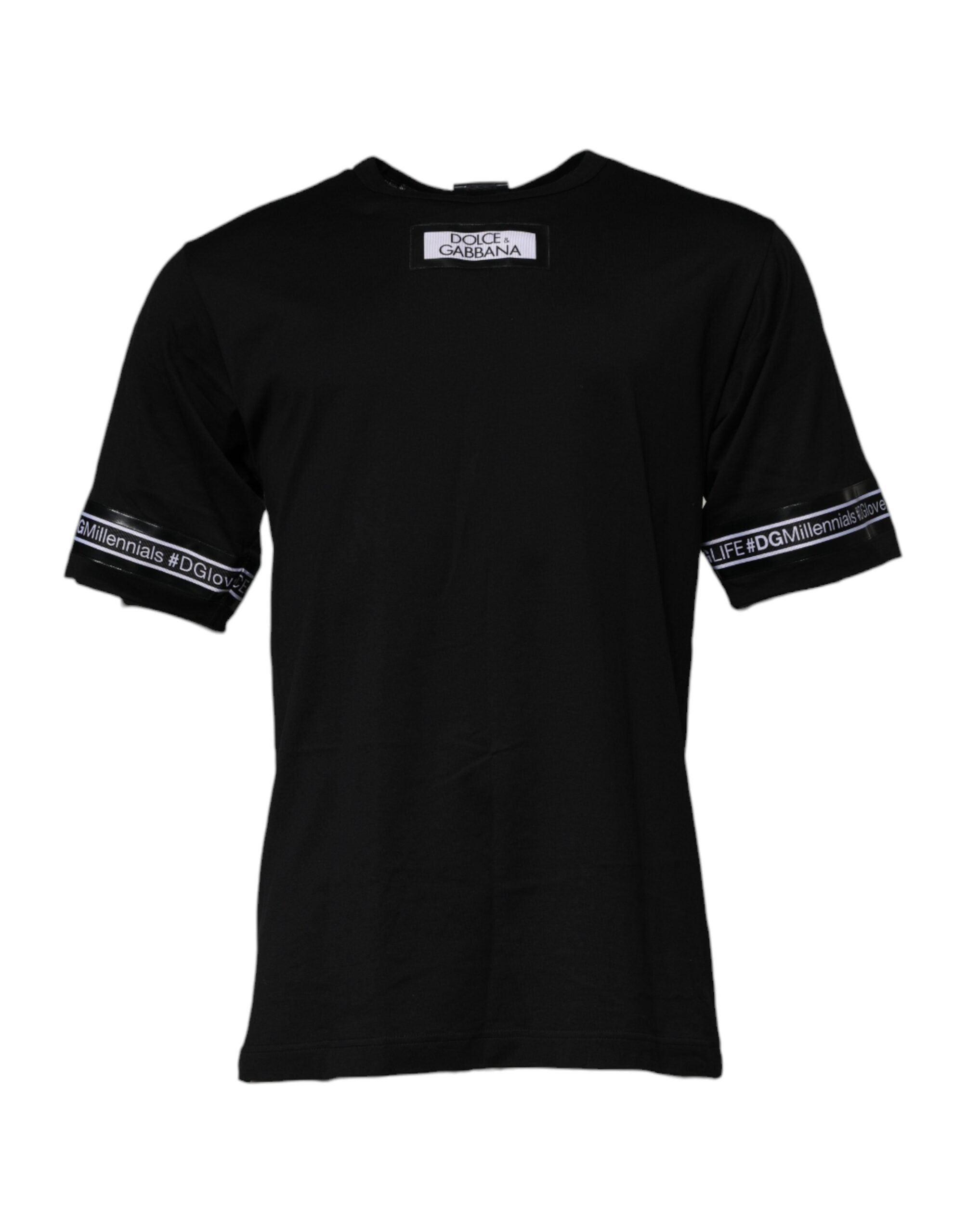Dolce & Gabbana Black #DGMILLENNIALS Cotton Crew Neck Men's T-shirt