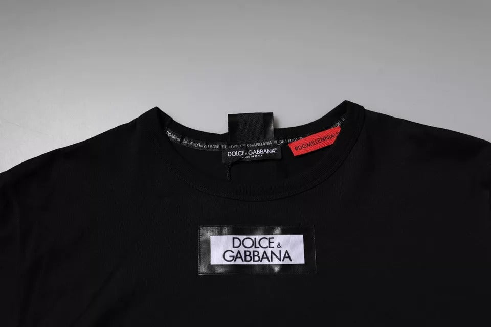 Dolce & Gabbana Black #DGMILLENNIALS Cotton Crew Neck Men's T-shirt