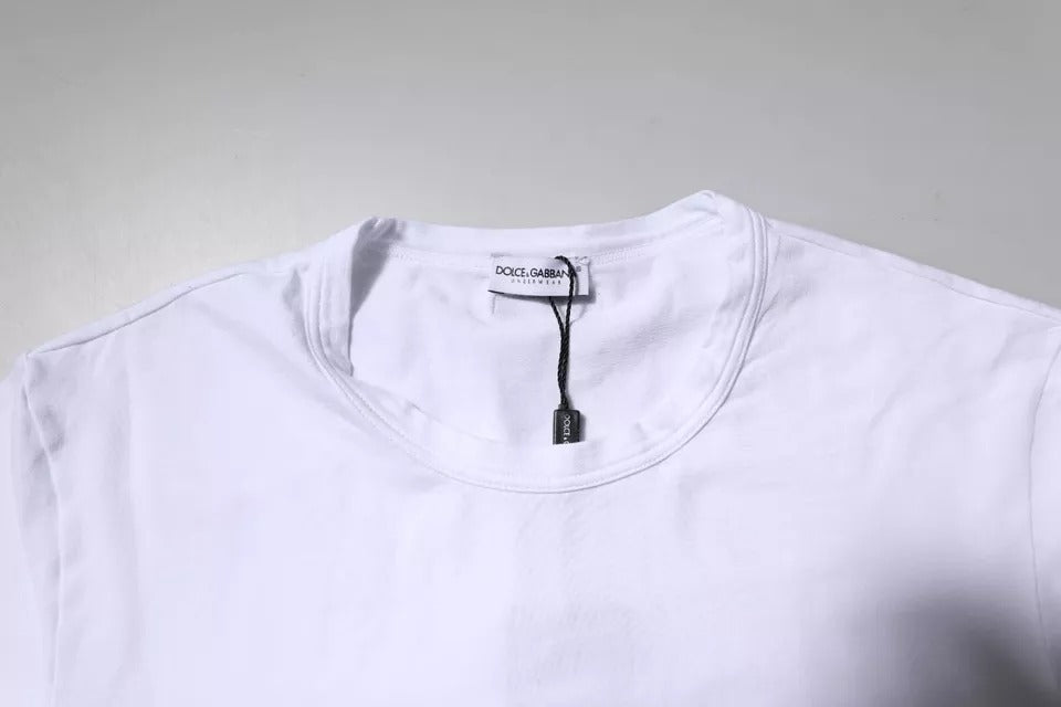 Dolce & Gabbana White Cotton Stretch Crewneck Underwear Men's T-shirt