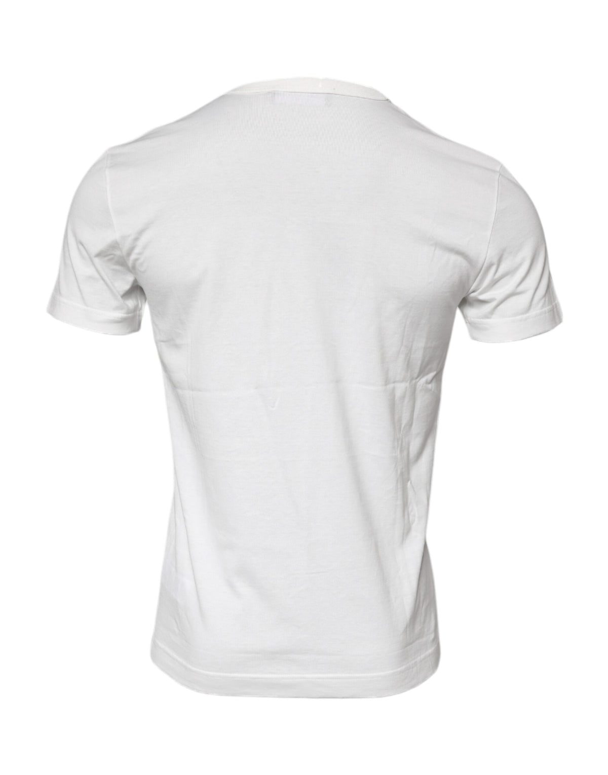 Dolce & Gabbana White Cotton Logo Floral Crew Neck Men's T-shirt (Pre-Owned)