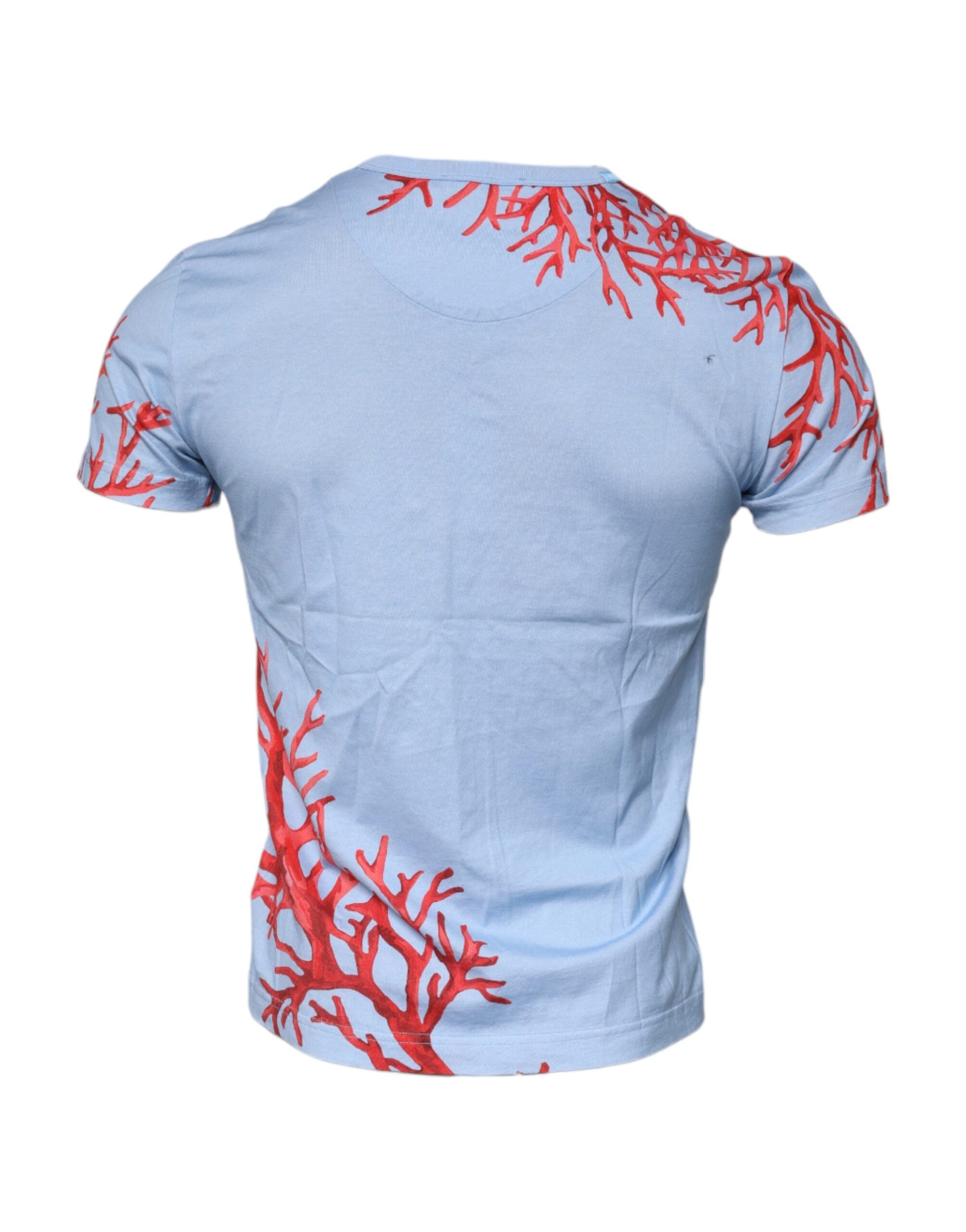 Dolce & Gabbana Light Blue Coral Cotton Men Crew Neck Men's T-shirt (Pre-Owned)
