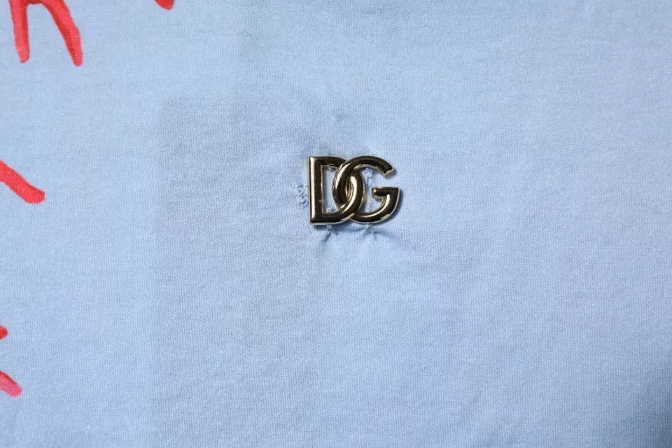 Dolce & Gabbana Light Blue Coral Cotton Men Crew Neck Men's T-shirt (Pre-Owned)