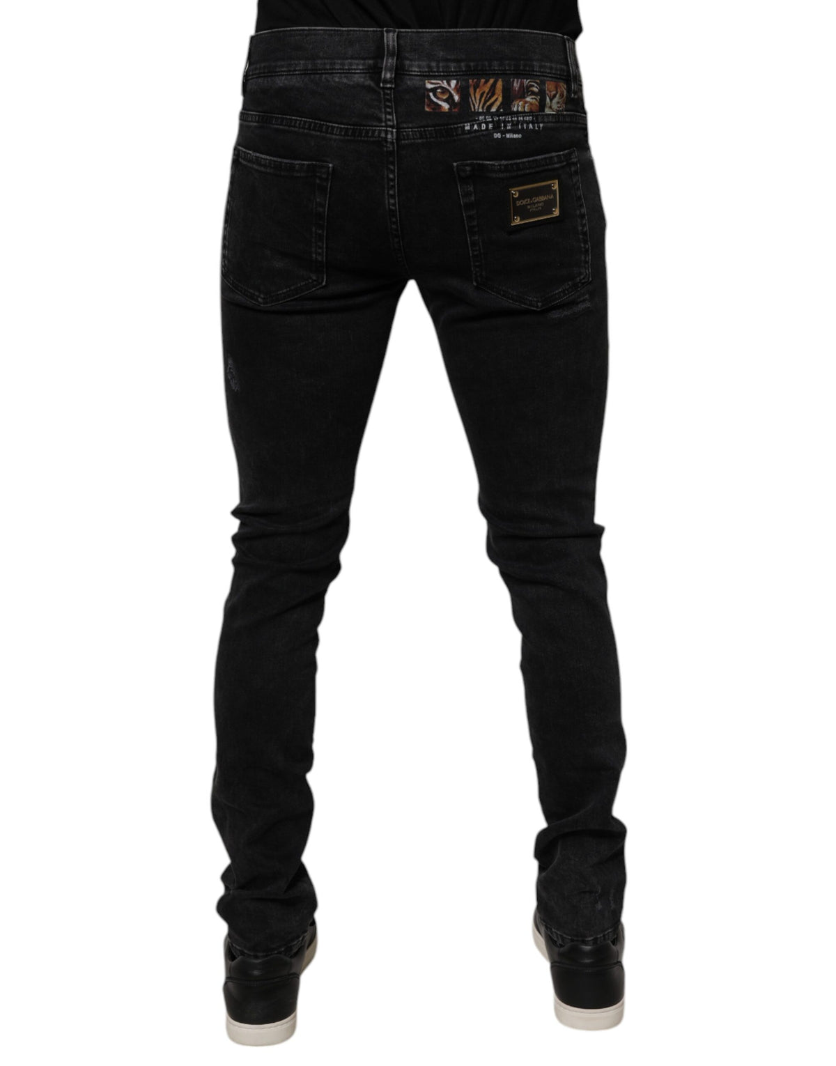Dolce & Gabbana Black Tattered Cotton Skinny Men Denim Men's Jeans