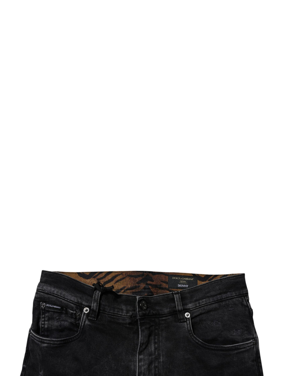 Dolce & Gabbana Black Tattered Cotton Skinny Men Denim Men's Jeans
