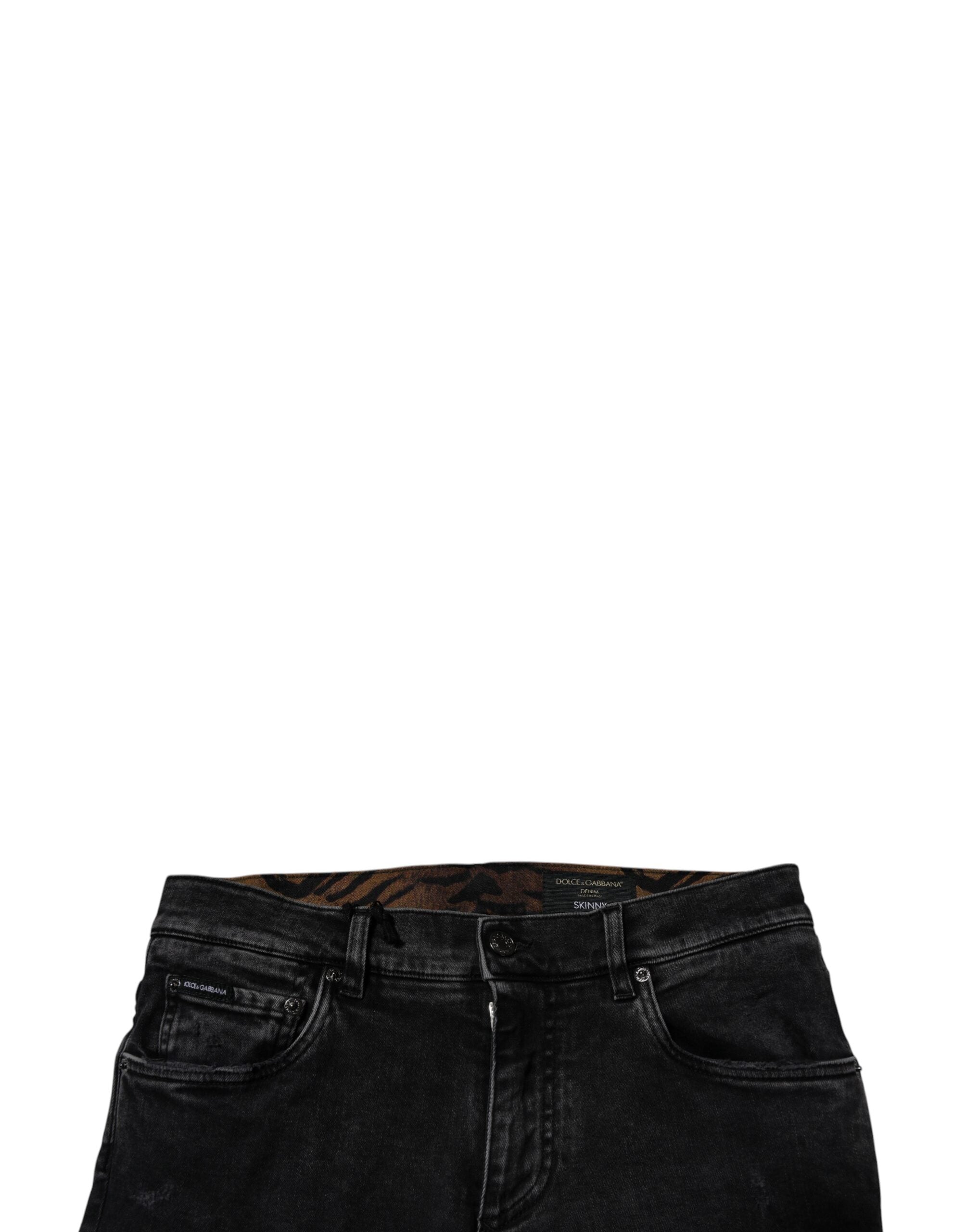 Dolce & Gabbana Black Tattered Cotton Skinny Men Denim Men's Jeans (Pre-Owned)