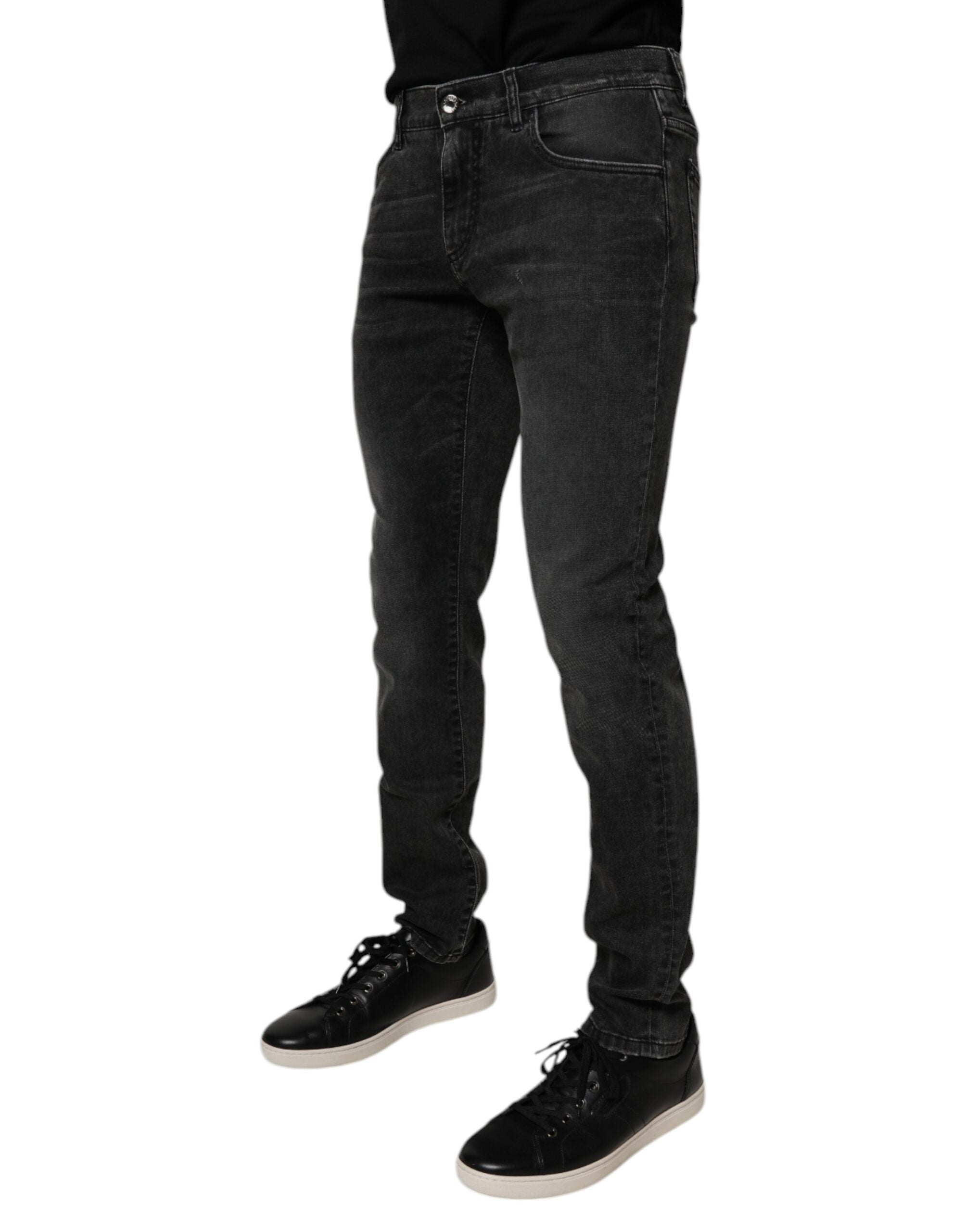 Dolce & Gabbana Black Cotton Stretch Skinny Men Denim Men's Jeans
