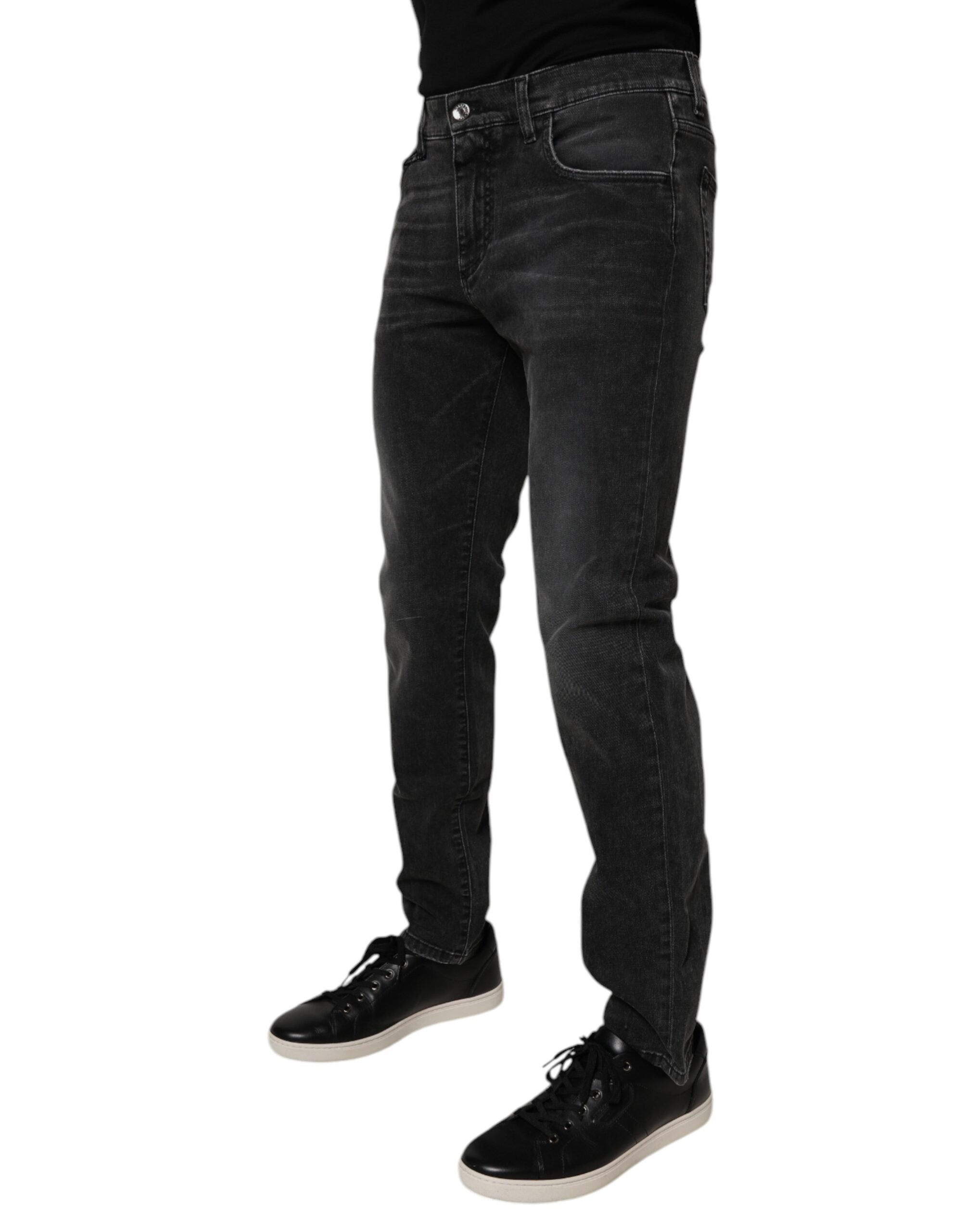 Dolce & Gabbana Black Cotton Stretch Skinny Men Denim Men's Jeans