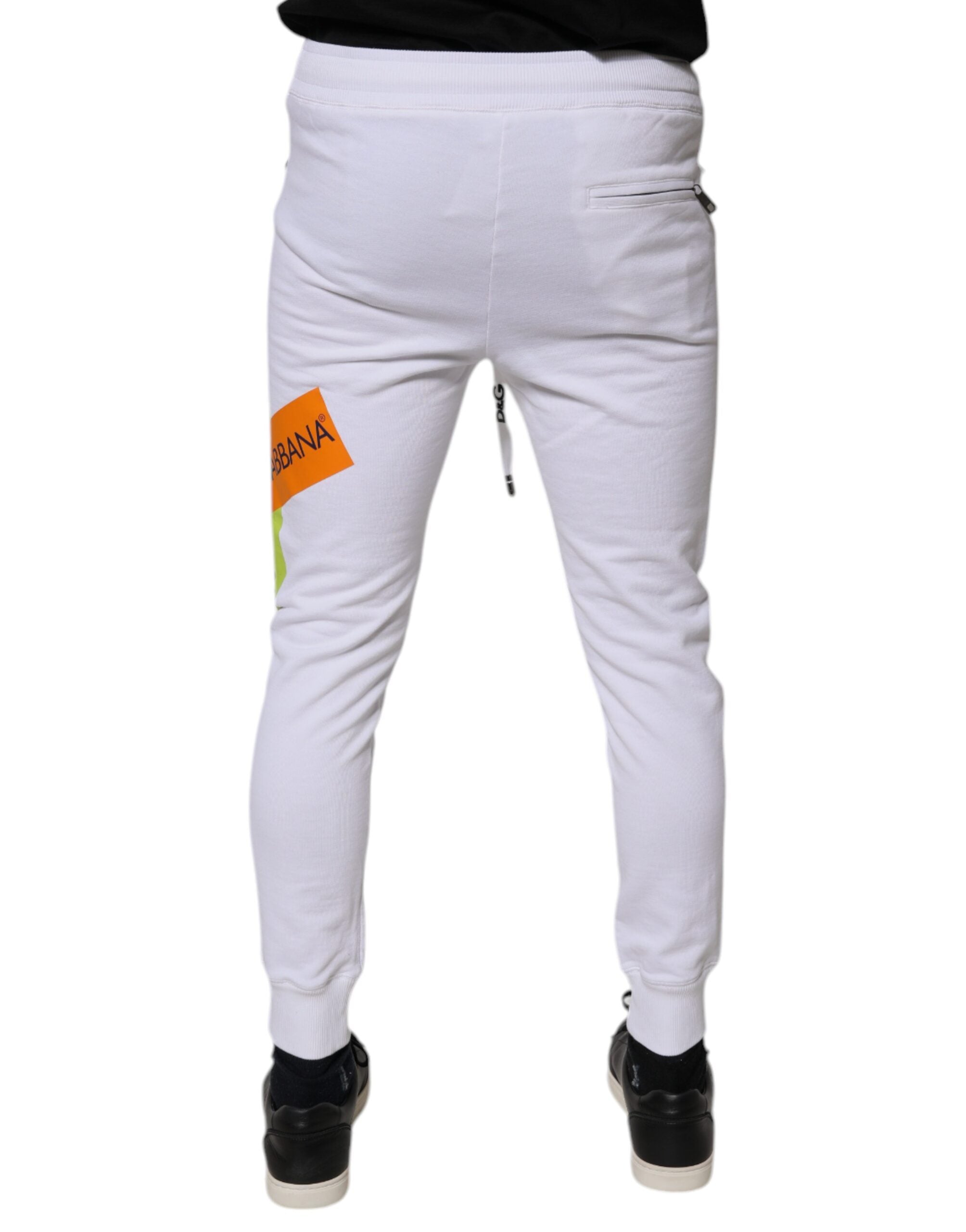 Dolce & Gabbana White Cotton Logo Jogger Men's Pants