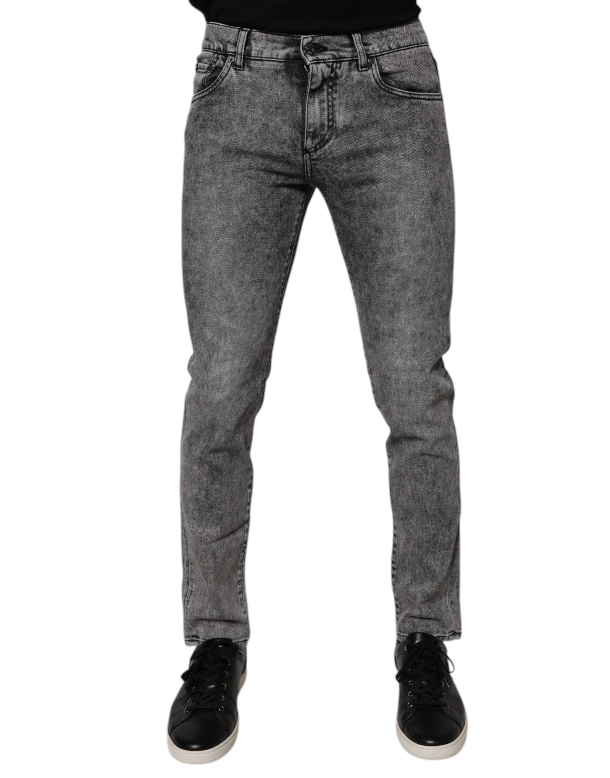 Dolce & Gabbana Dark Gray Washed Cotton Slim Fit Denim Men's Jeans