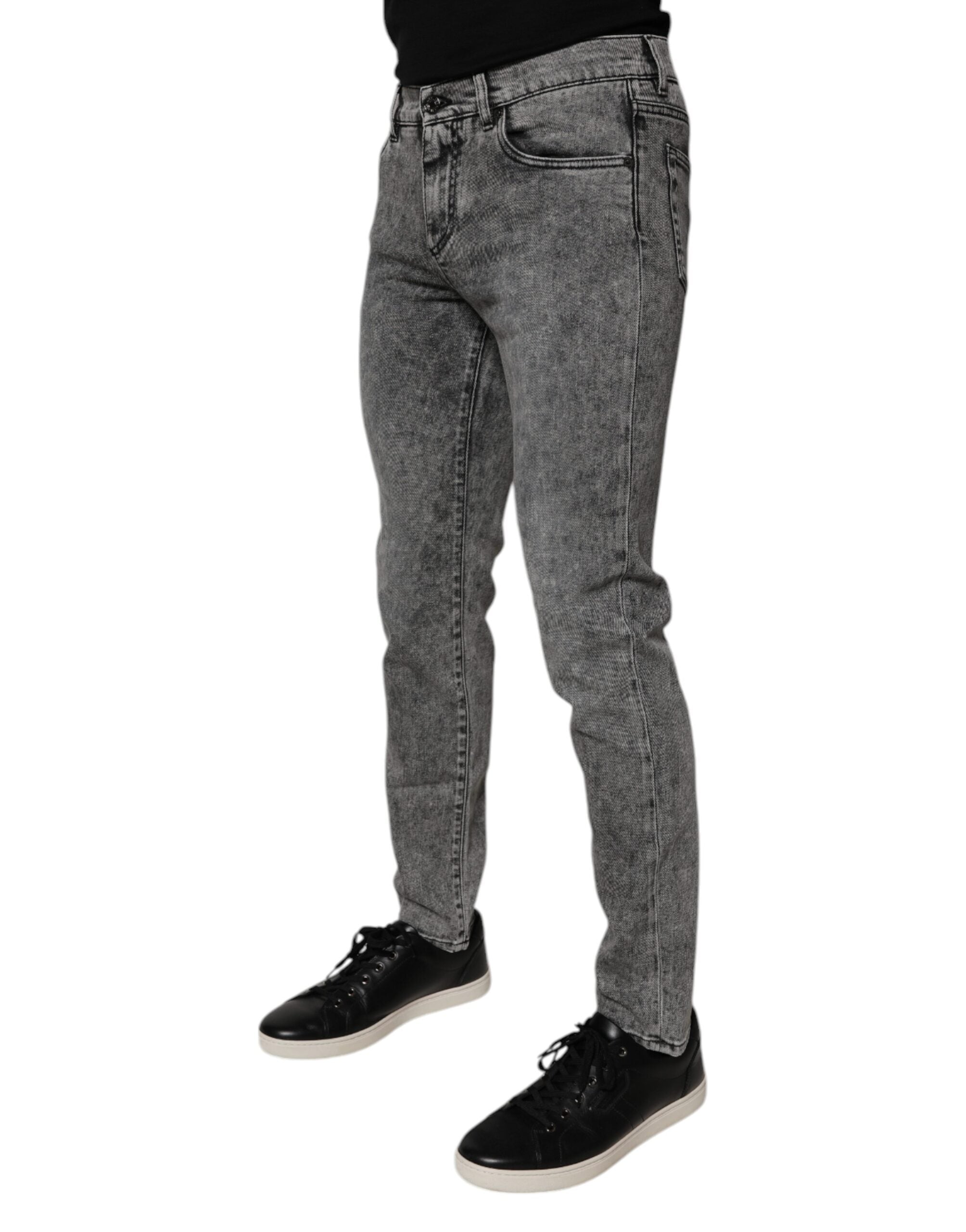 Dolce & Gabbana Dark Gray Washed Cotton Slim Fit Denim Men's Jeans