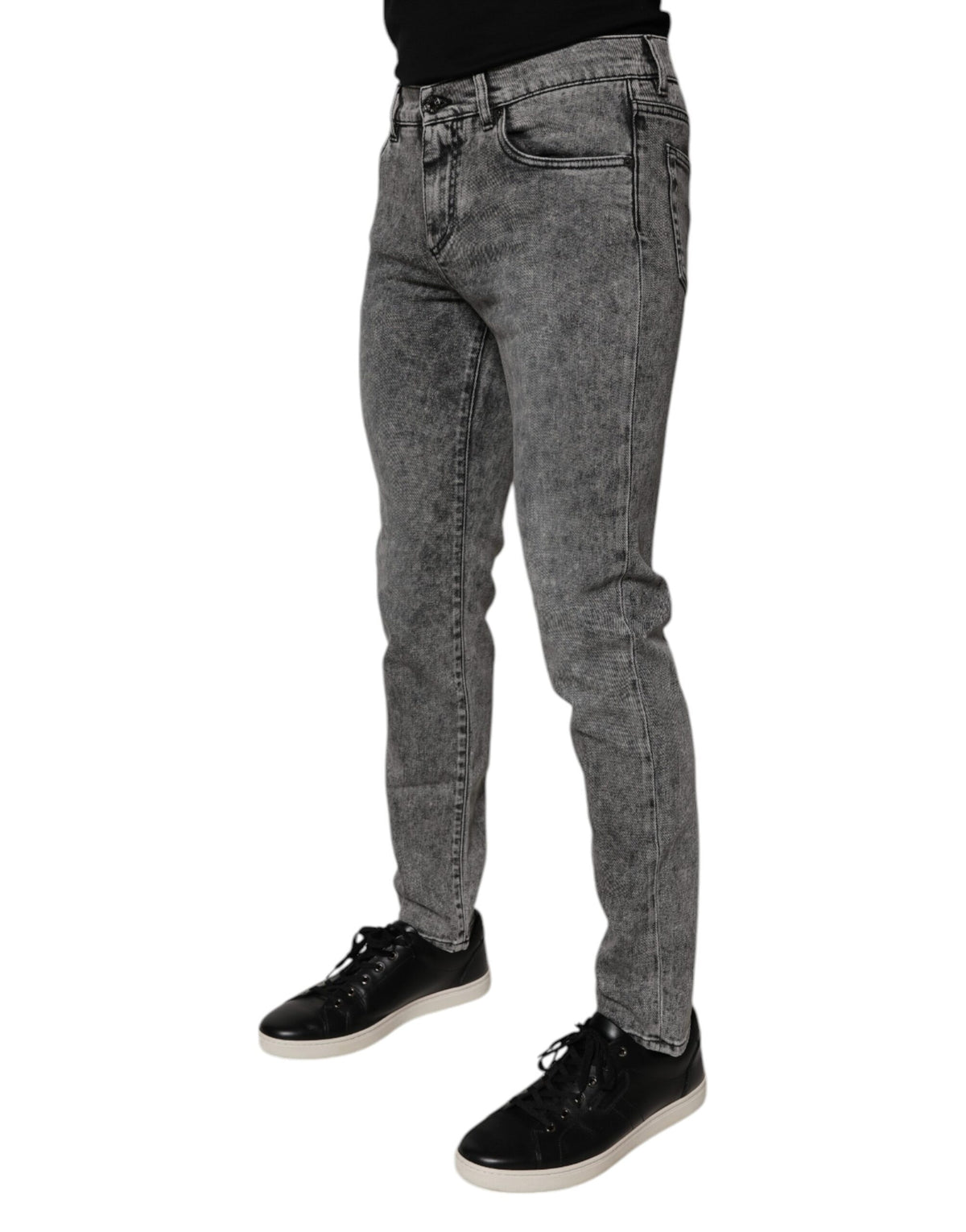 Dolce & Gabbana Dark Gray Washed Cotton Slim Fit Denim Men's Jeans