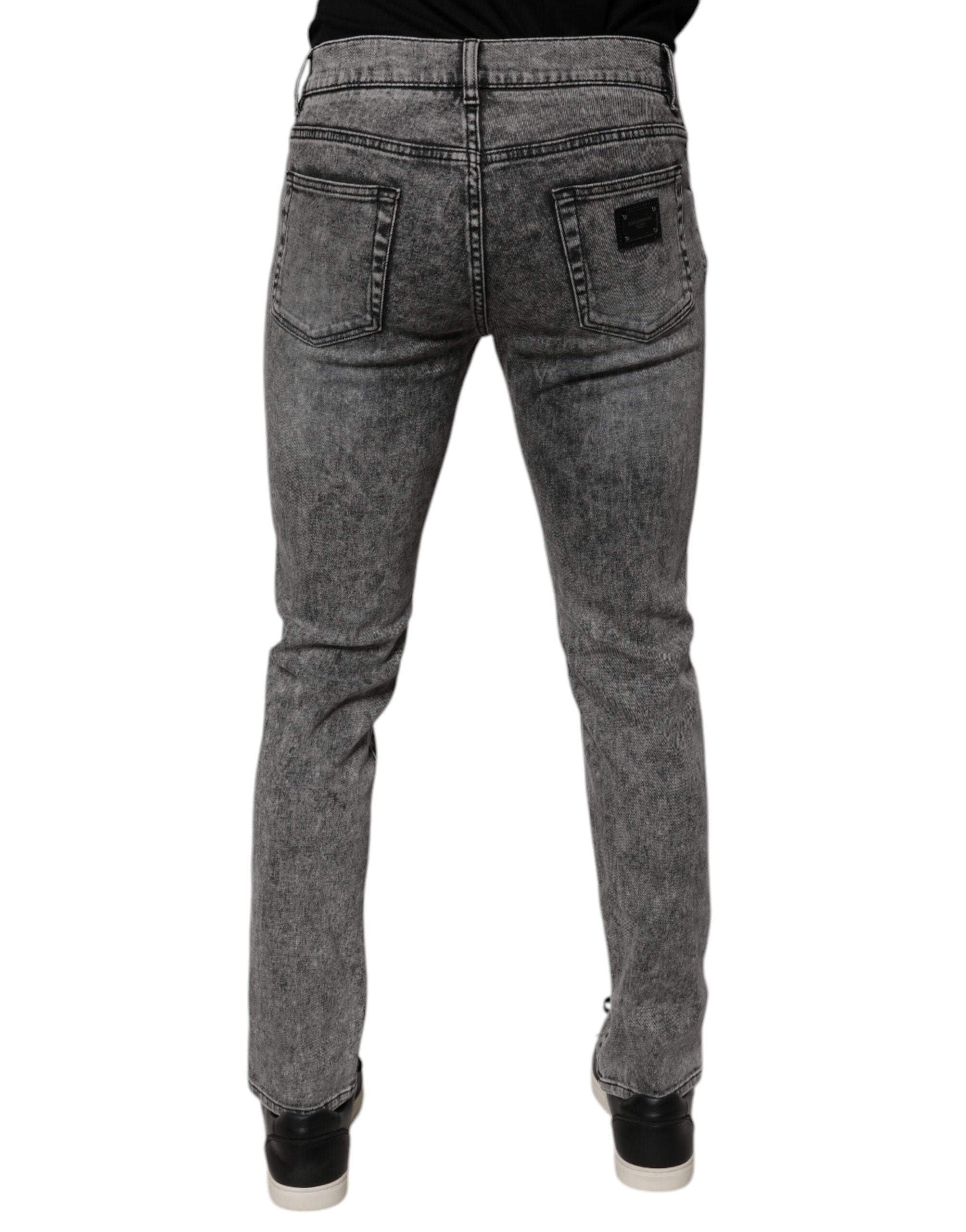 Dolce & Gabbana Dark Gray Washed Cotton Slim Fit Denim Men's Jeans