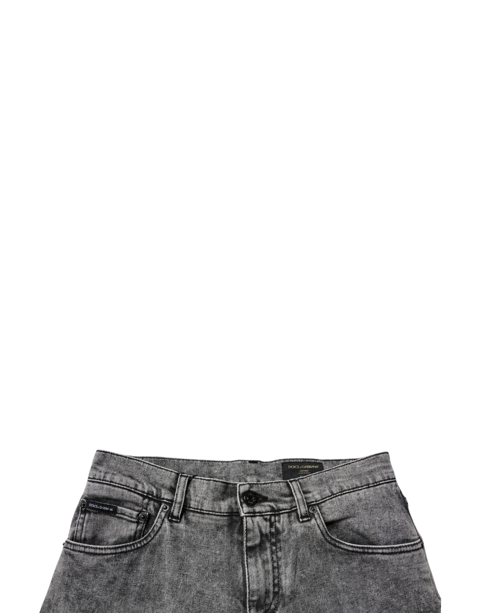 Dolce & Gabbana Dark Gray Washed Cotton Slim Fit Denim Men's Jeans