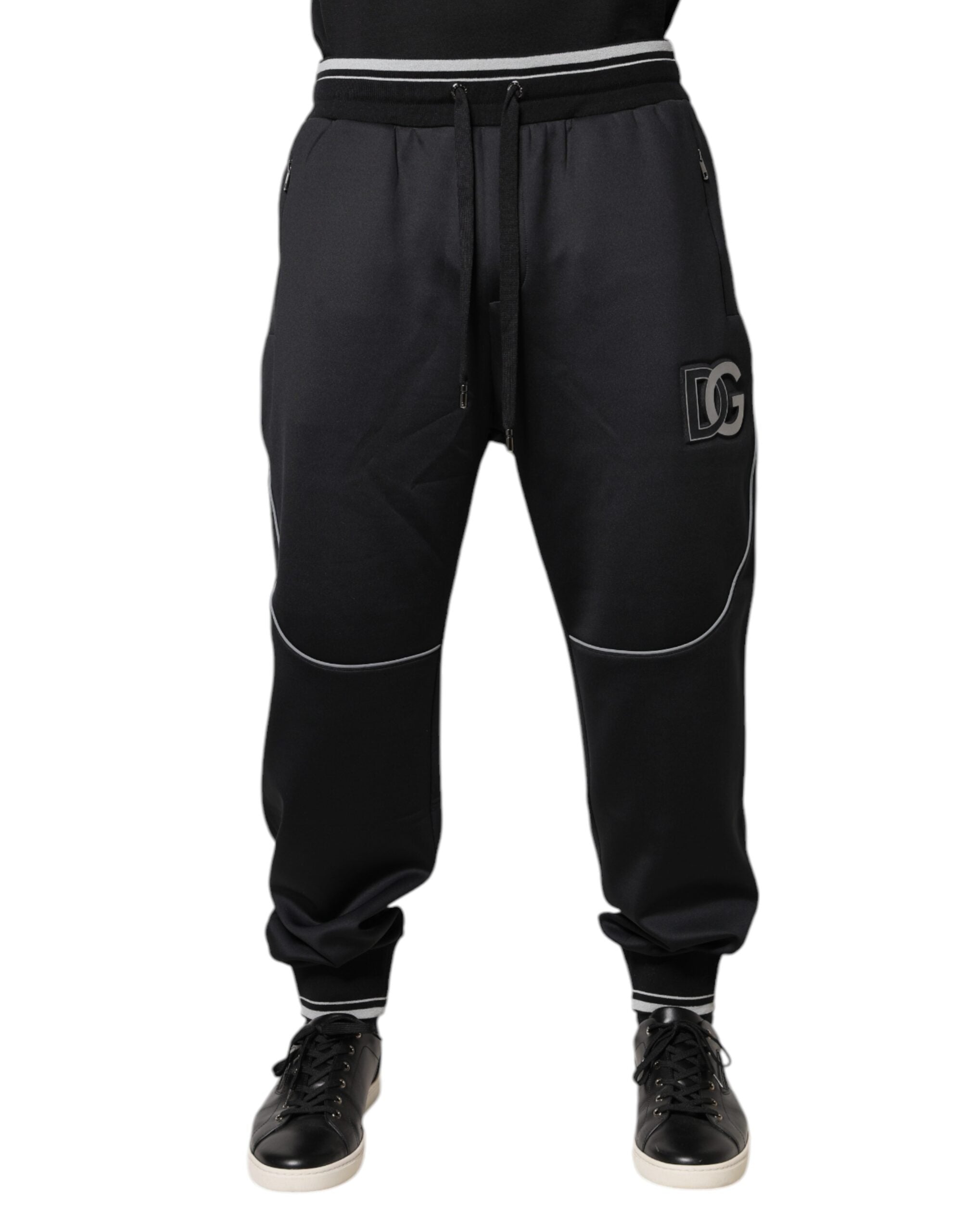 Dolce & Gabbana Black Polyester Logo Jogger Men's Pants