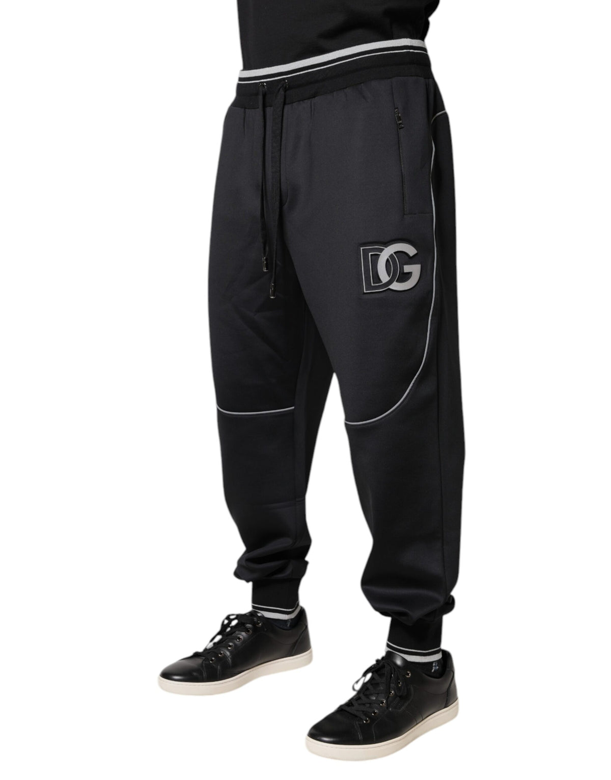 Dolce & Gabbana Black Polyester Logo Jogger Men's Pants