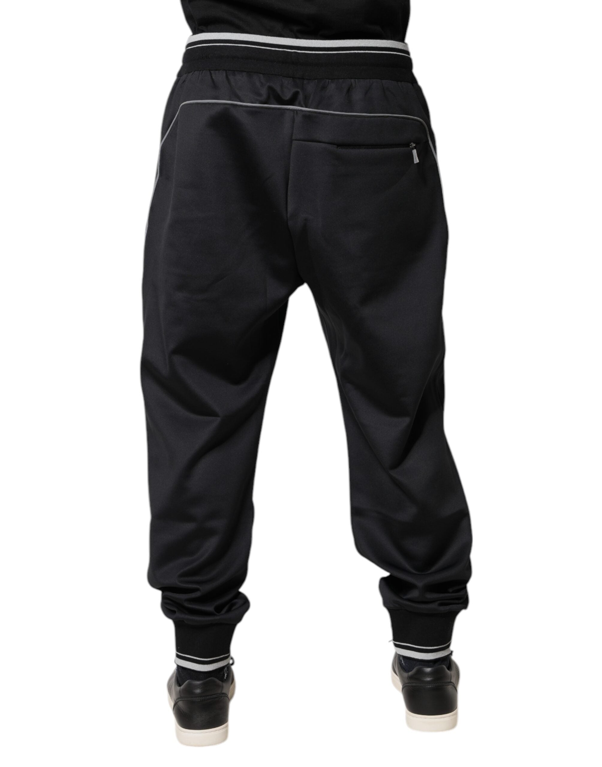 Dolce & Gabbana Black Polyester Logo Jogger Men's Pants