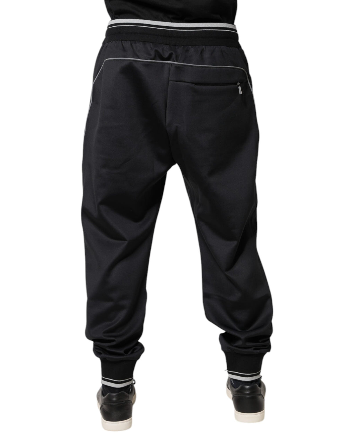 Dolce & Gabbana Black Polyester Logo Jogger Men's Pants
