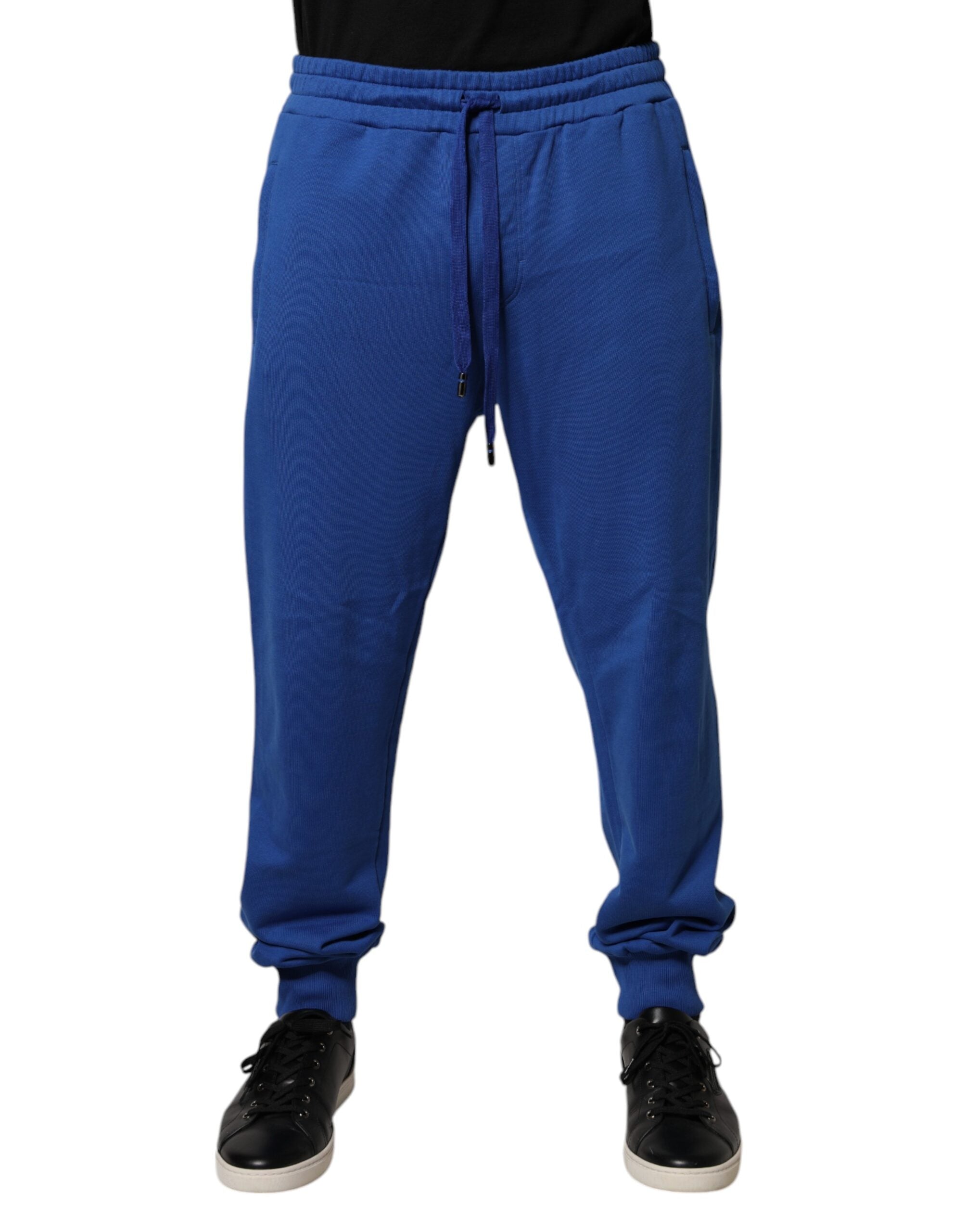 Dolce & Gabbana Blue Cotton Jogger Mid Waist Men's Pants (Pre-Owned)