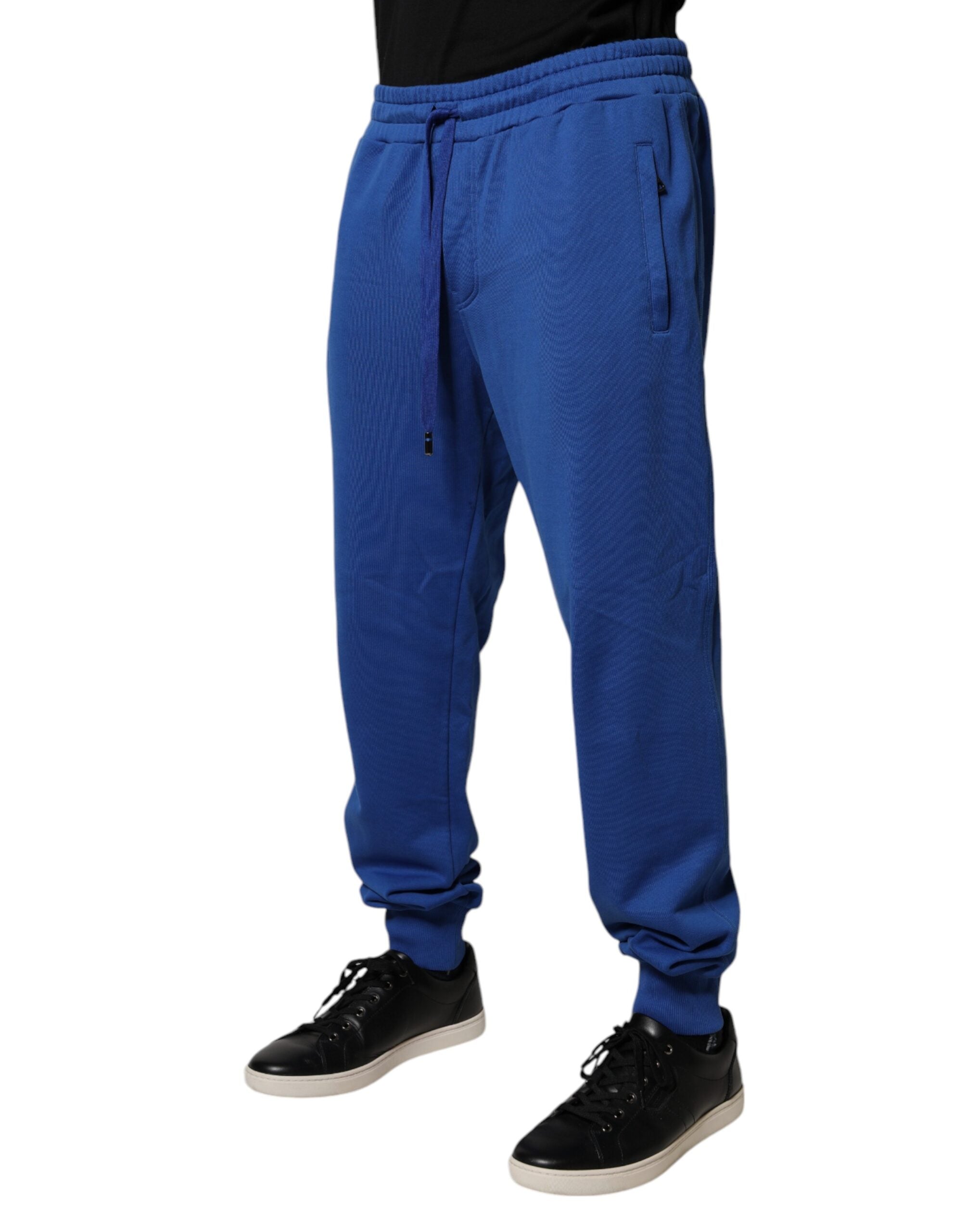 Dolce & Gabbana Blue Cotton Jogger Mid Waist Men's Pants (Pre-Owned)