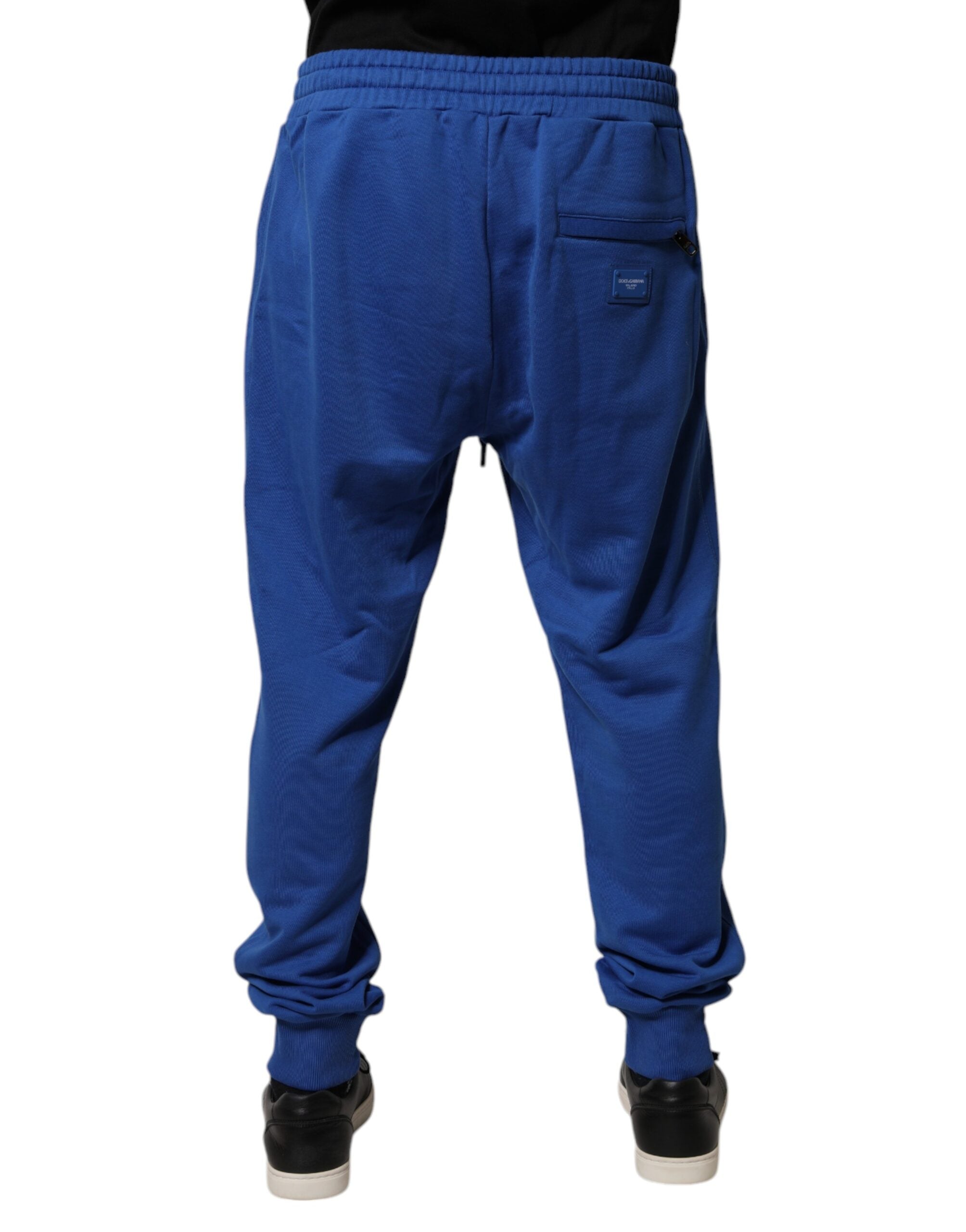 Dolce & Gabbana Blue Cotton Jogger Mid Waist Men's Pants (Pre-Owned)