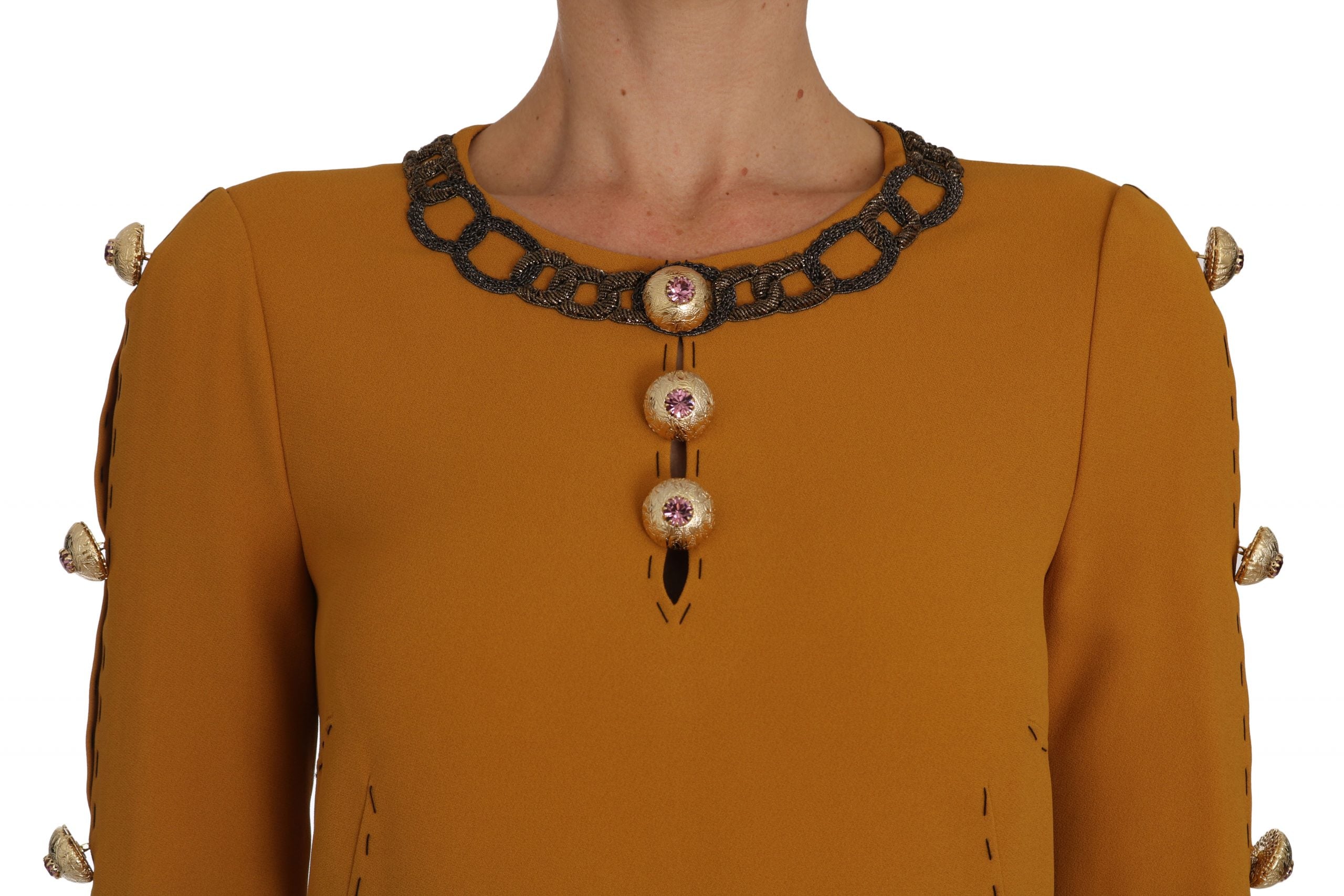 Dolce & Gabbana Brown Mini Crystal Embellished Women's Dress