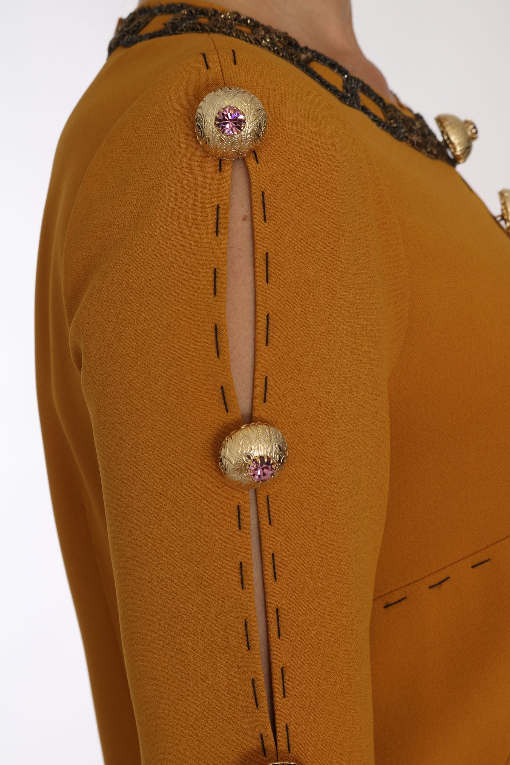 Dolce & Gabbana Brown Mini Crystal Embellished Women's Dress