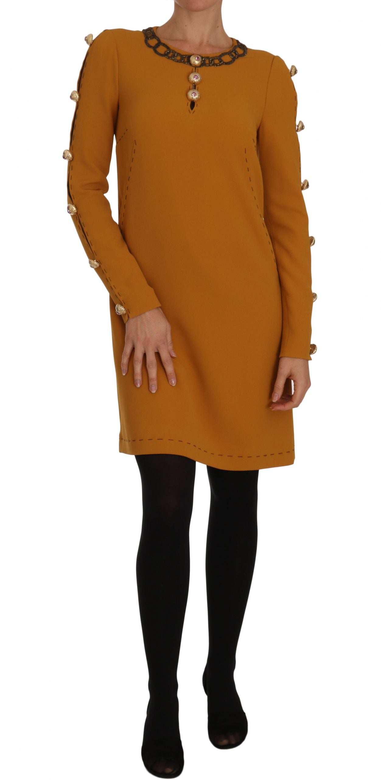 Dolce & Gabbana Brown Mini Crystal Embellished Women's Dress