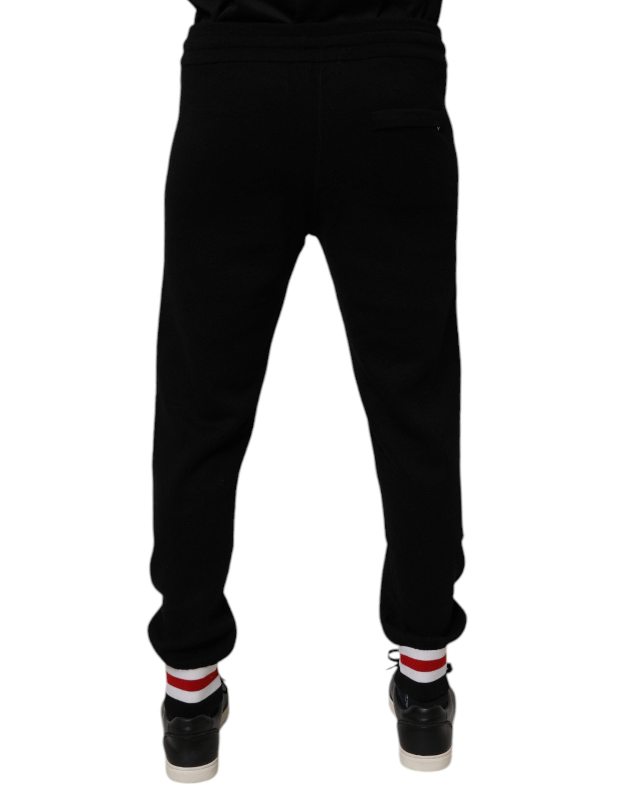 Dolce & Gabbana Black Wool Mid Waist Jogger SweatMen's Men's Pants