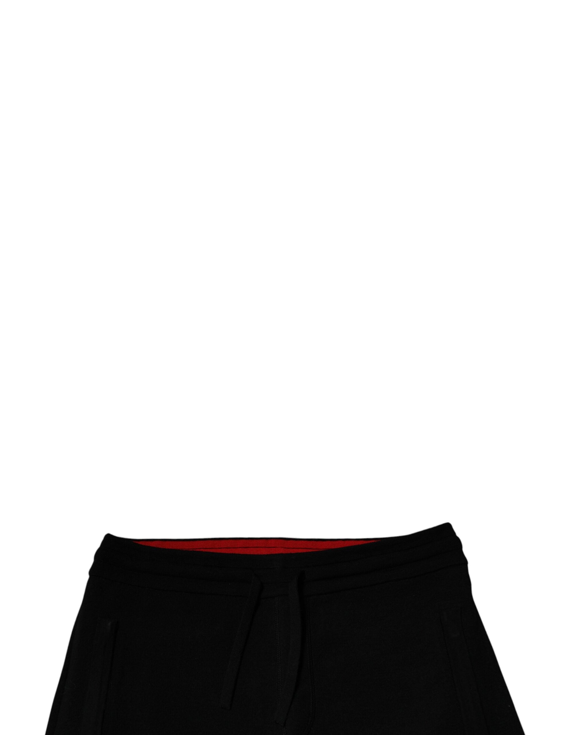 Dolce & Gabbana Black Wool Mid Waist Jogger SweatMen's Men's Pants