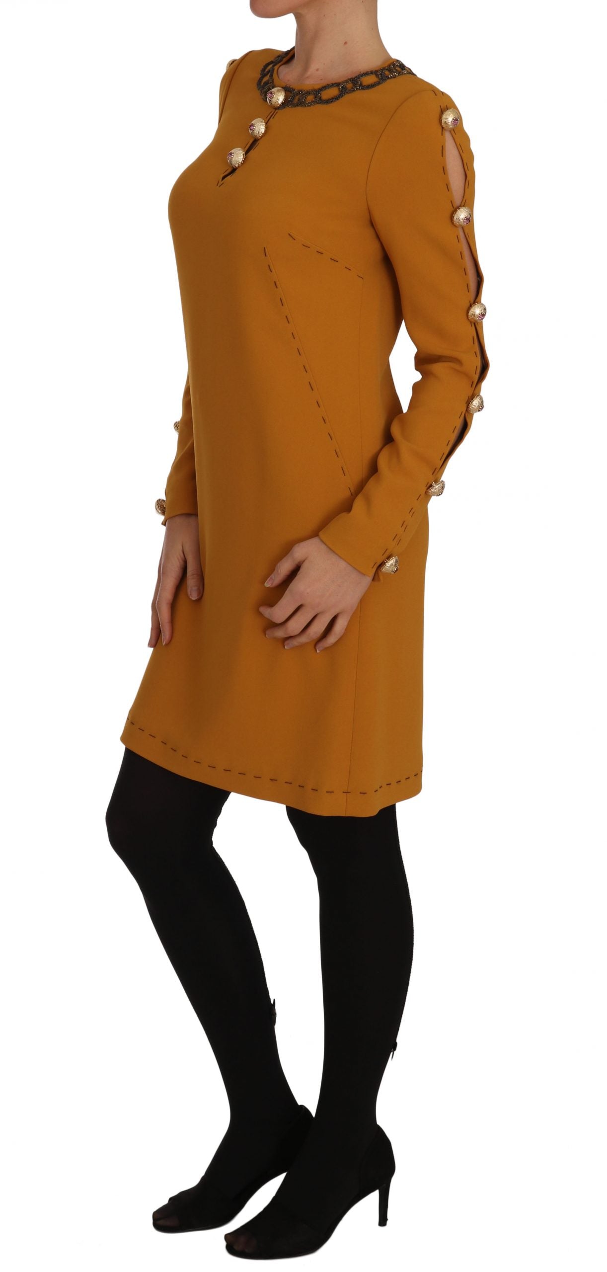 Dolce & Gabbana Brown Mini Crystal Embellished Women's Dress