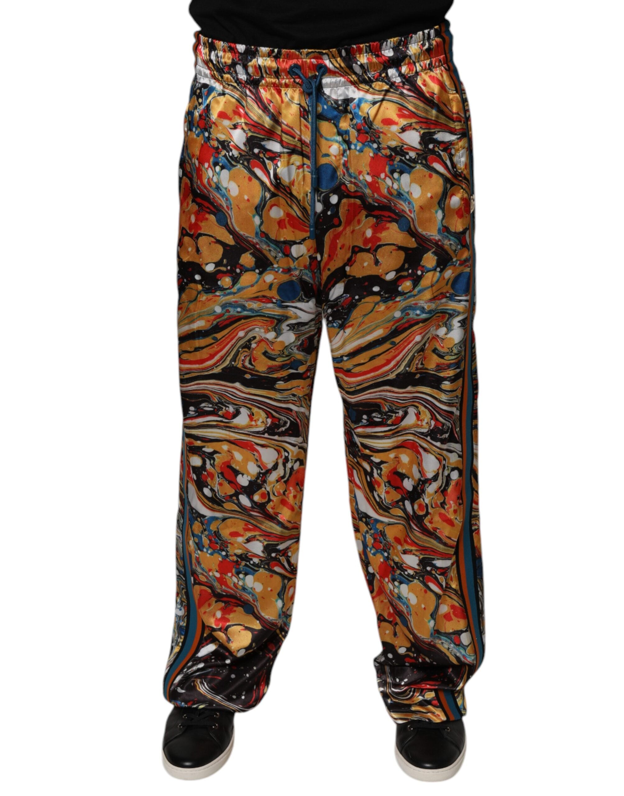 Dolce & Gabbana Multicolor Marble Satin Men Tracksuit Men's Pants